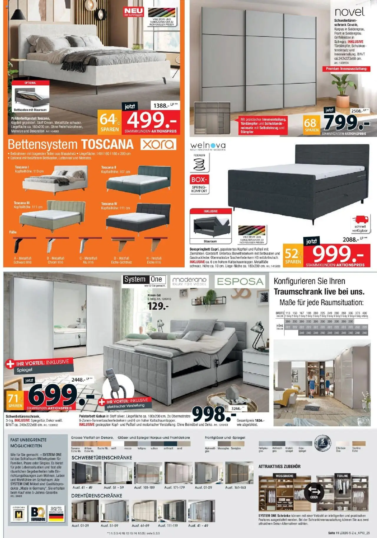 Zurbrüggen Best Deals – gültig ab 20.09.2025 | Seite: 11 | Produkte: Boxspringbett, Polsterbett, Schrank, Spiegel