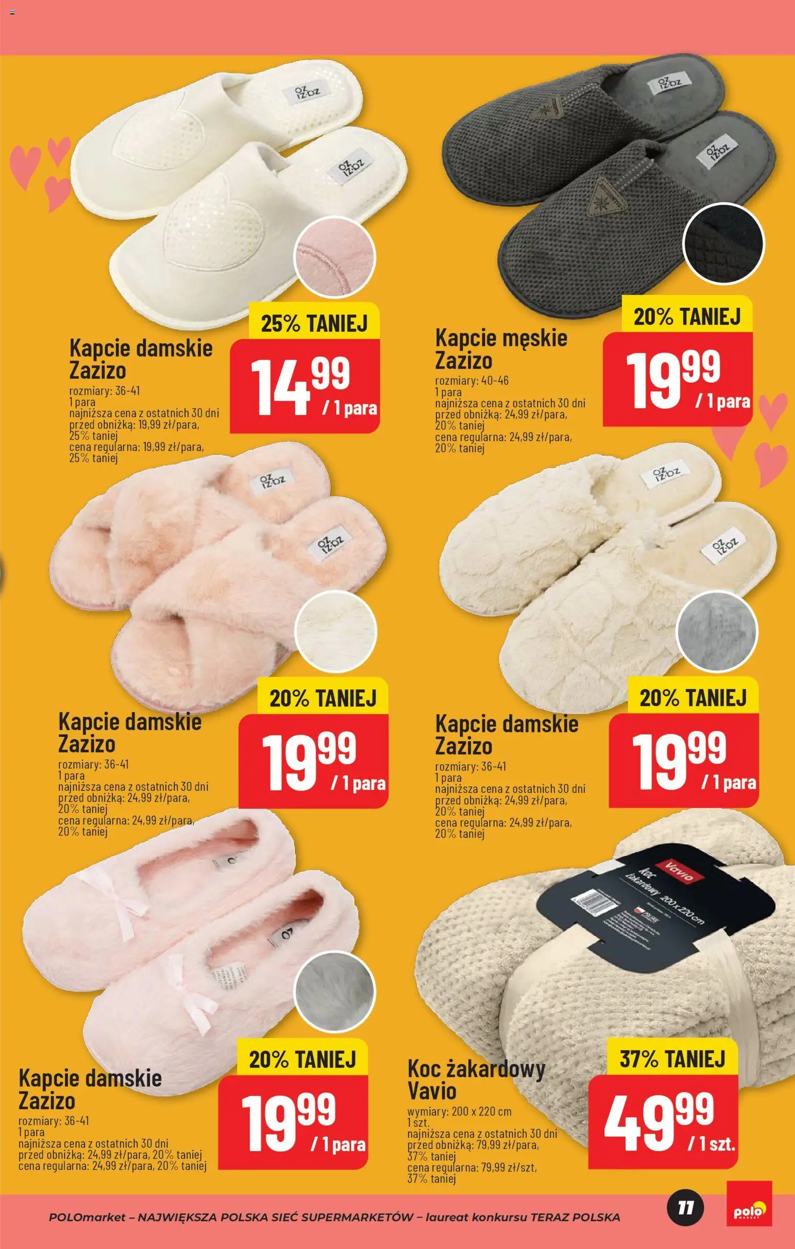 POLOmarket Gazetka - Dzień Babci i Dziadka od 09.01.2026 | Strona: 11 | Produkty: Kapcie, Koc