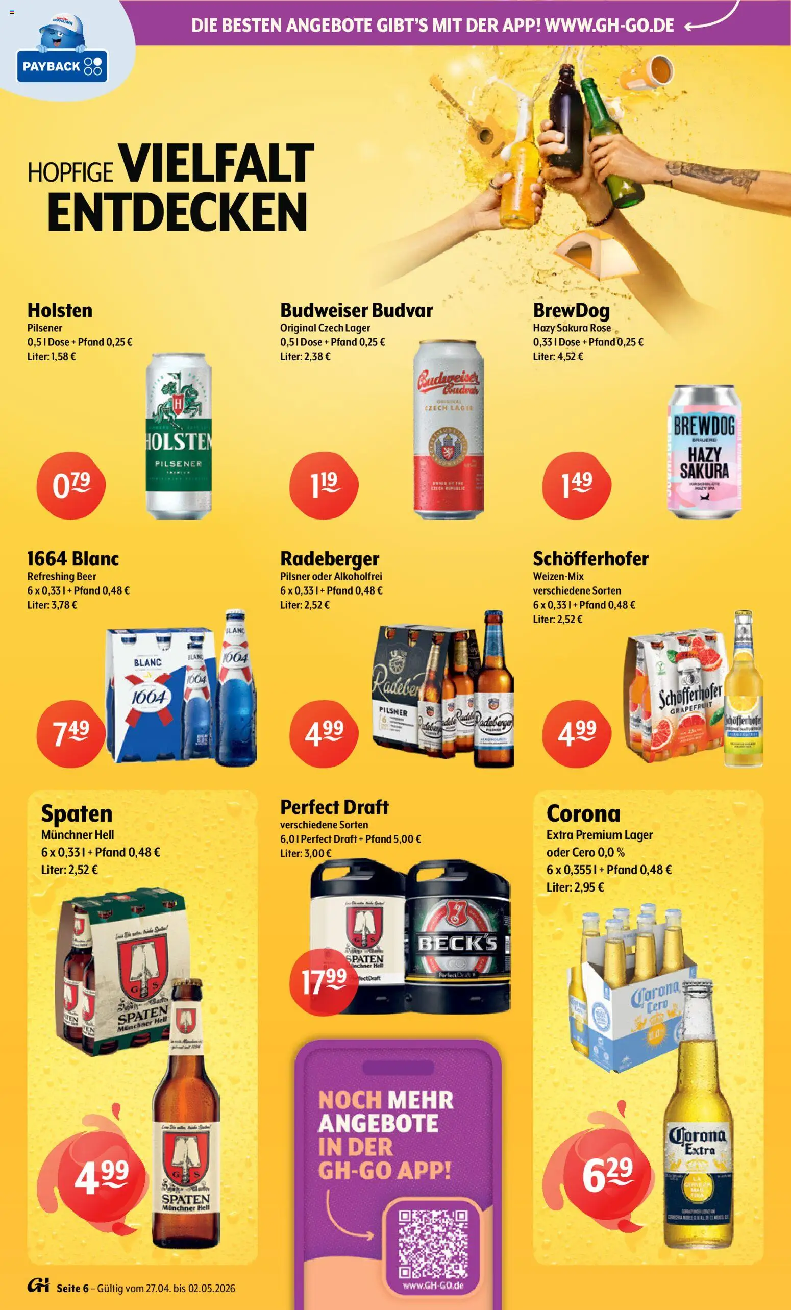 Trink und Spare Prospekt 	 – gültig ab 27.04.2026 | Seite: 6 | Produkte: Holsten, Grapefruit, Budweiser