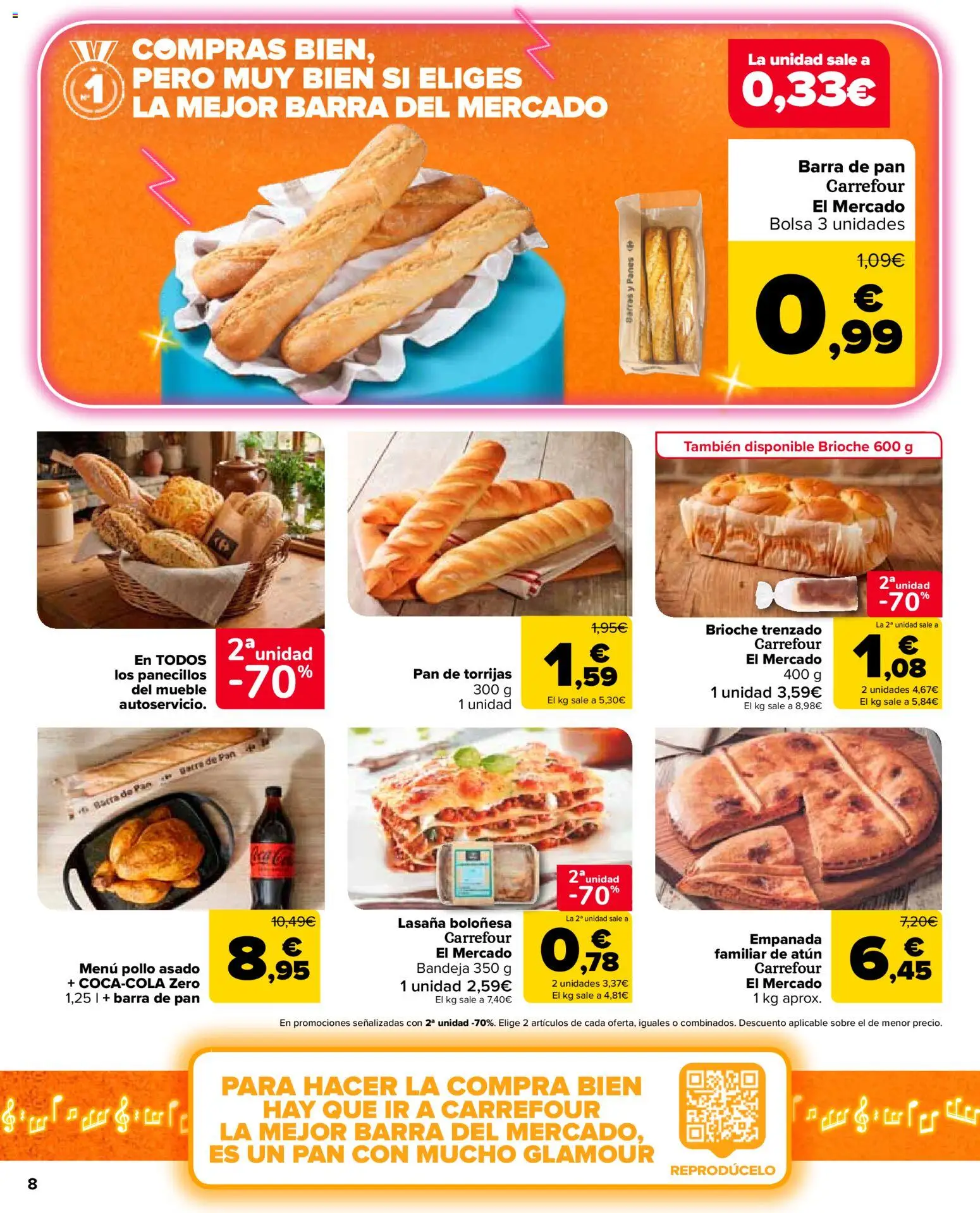 Carrefour Market folleto │ válido desde el 12.03.2026 | Página: 8 | Productos: Pan, Bolsa, Lasaña, Bandeja