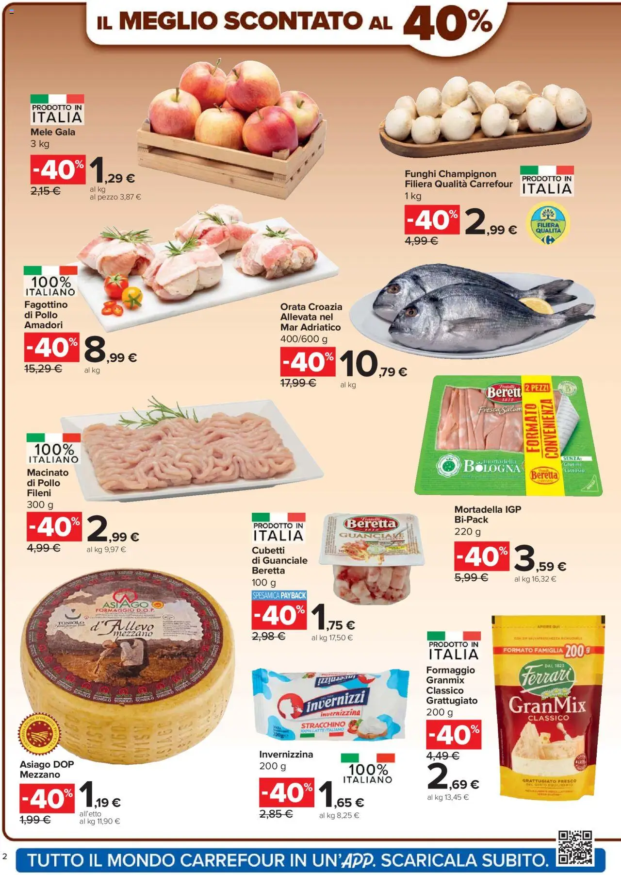 Volantino Carrefour del 26.09.2025 | Pagina: 2 | Prodotti: Orata, Formaggio, Stracchino, Macinato