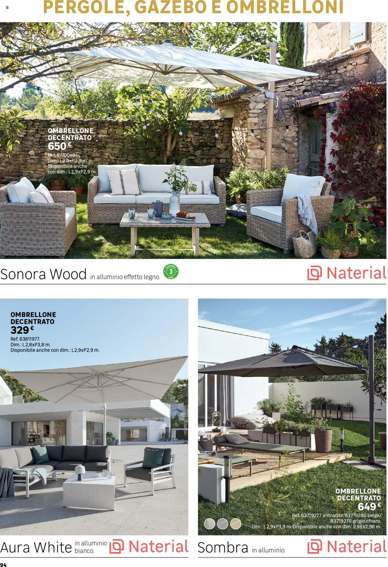 Volantino Leroy Merlin del 02.06.2025 | Pagina: 94 | Prodotti: Ombrellone, Gazebo, Alluminio