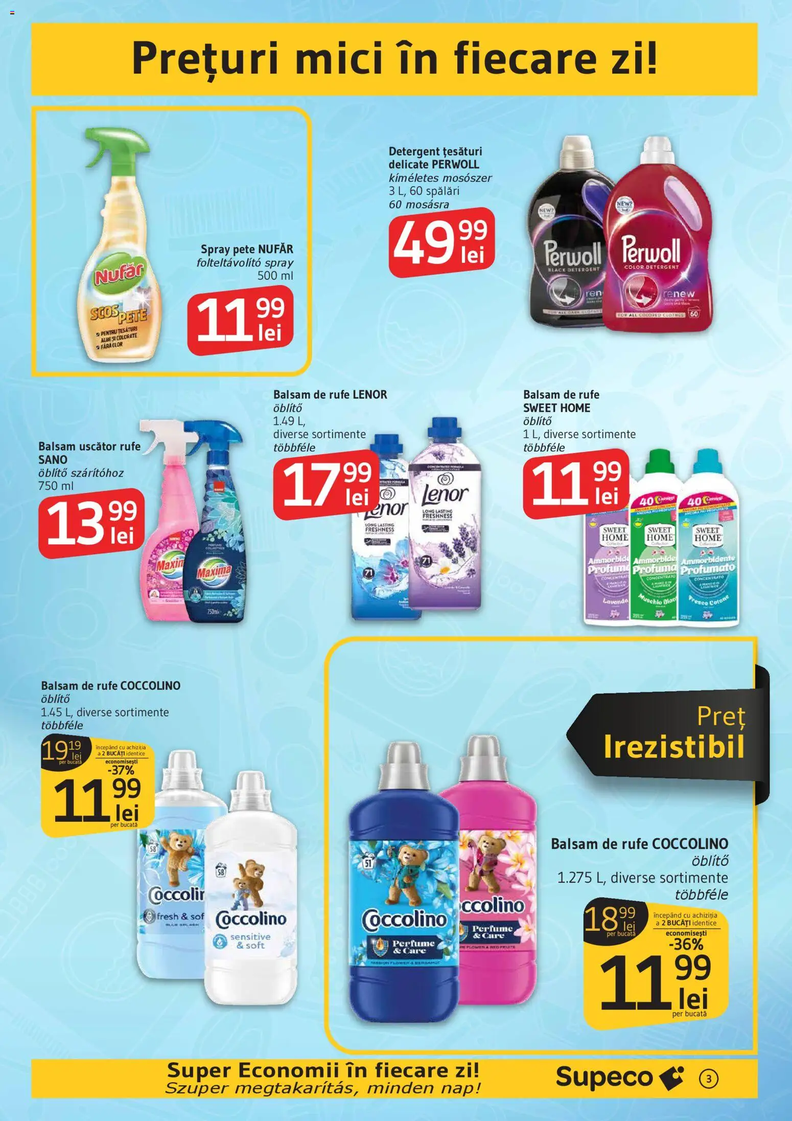 Noul catalog Supeco – valabil de la 19.03.2026 | Pagină: 3 | Produse: Uscător, Mici, Detergent, Balsam de rufe
