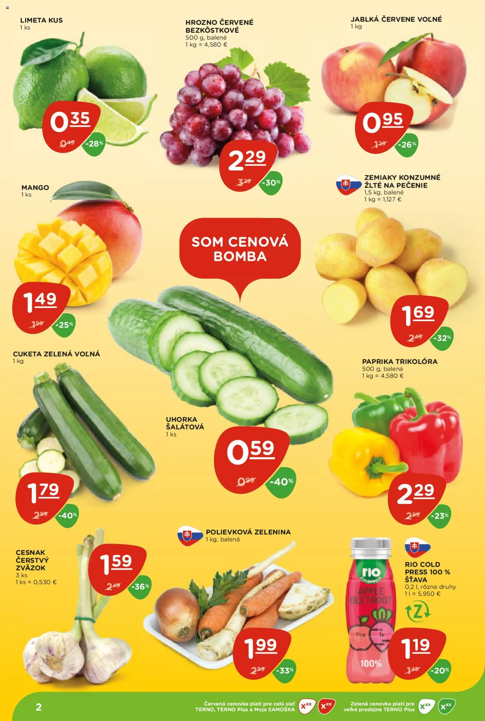 Nové Terno akcie – leták je platný od 30.04.2026 | Strana: 2 | Produkty: Paprika, Cesnak, Mango, Cuketa