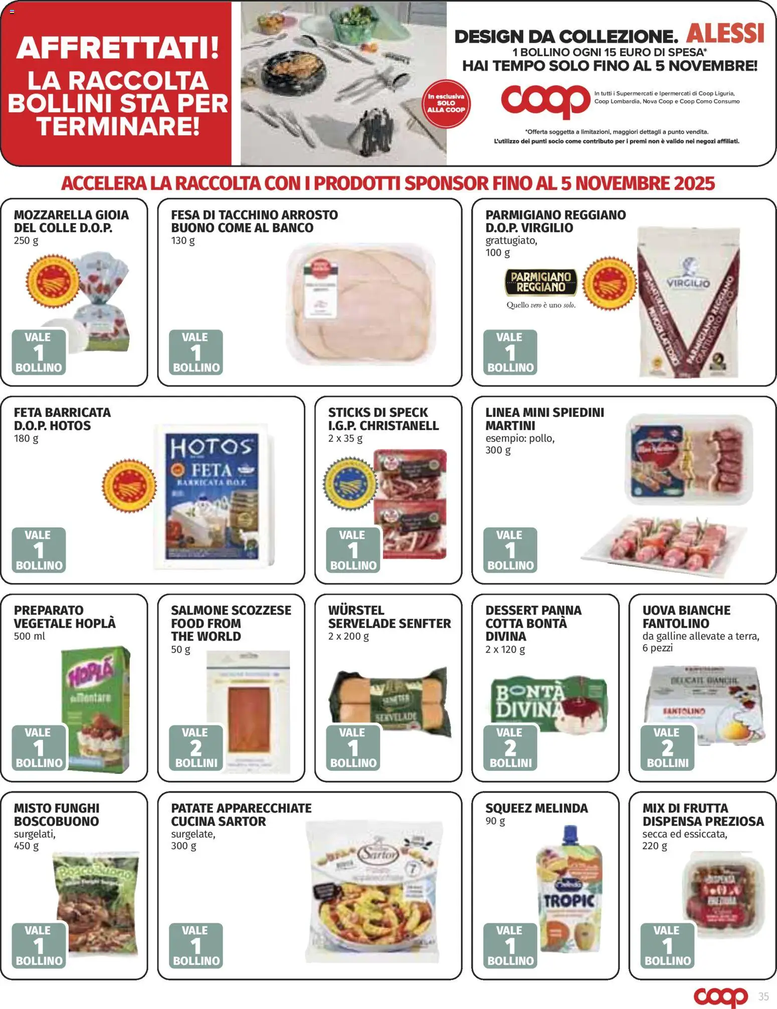 Volantino COOP del 30.10.2025 | Pagina: 35 | Prodotti: Speck, Panna, Parmigiano reggiano, Spiedini