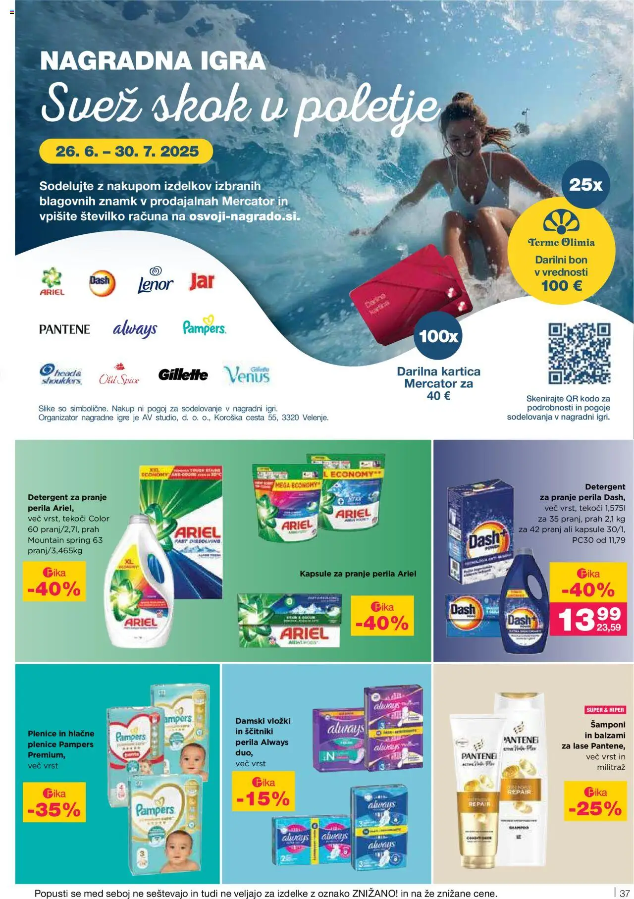 Mercator katalog │ velja od 26.06.2025 | Stran: 37 | Izdelki: Kapsule za pranje perila, Igra, Vložki, Ščitniki