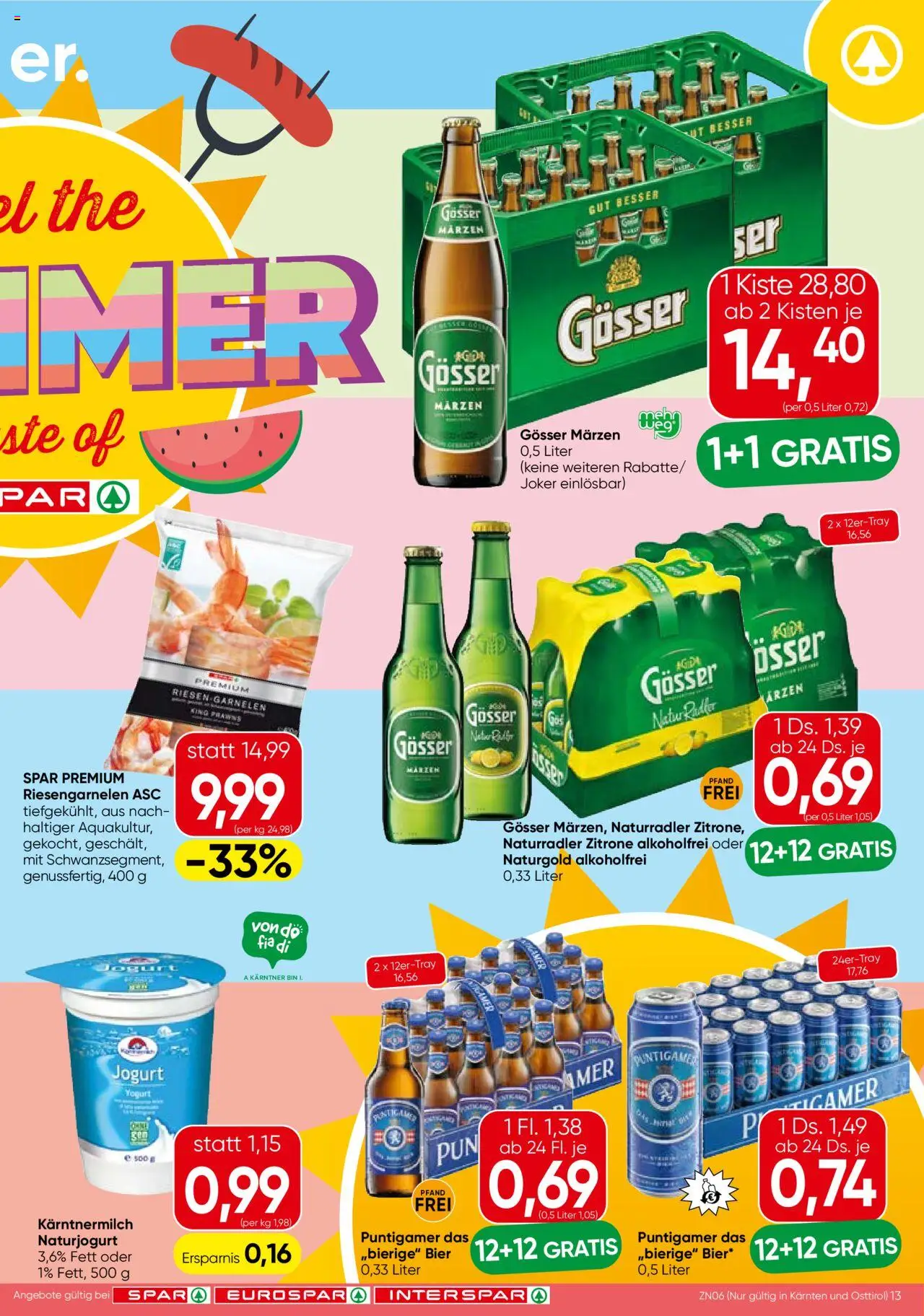 Spar Flugblatt - Kärnten gültig ab 31.07.2025 | Seite: 13 | Produkte: Zitrone, Bier