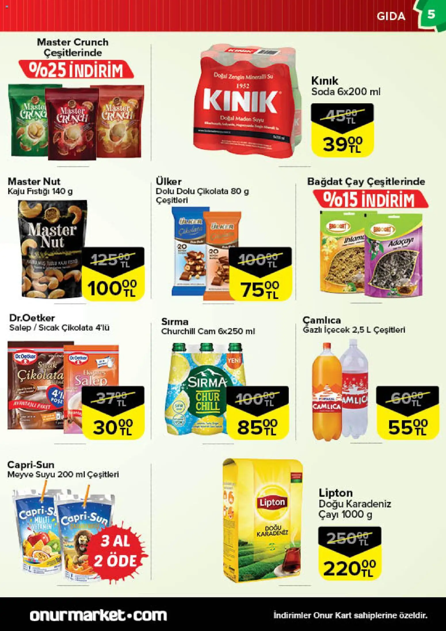 Onur Market Katalog - İstanbul - 28.10.2025 tarihinden itibaren geçerlidir | Sayfa: 5 | Ürünler: Meyve suyu, Çay, Meyve, Gazlı içecek