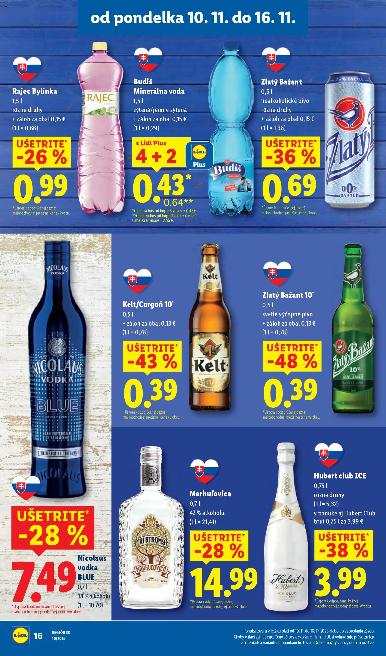 Nové Lidl akcie – leták je platný od 10.11.2025 | Strana: 22 | Produkty: Kelt, Rajec, Vodka, Nealkoholické pivo