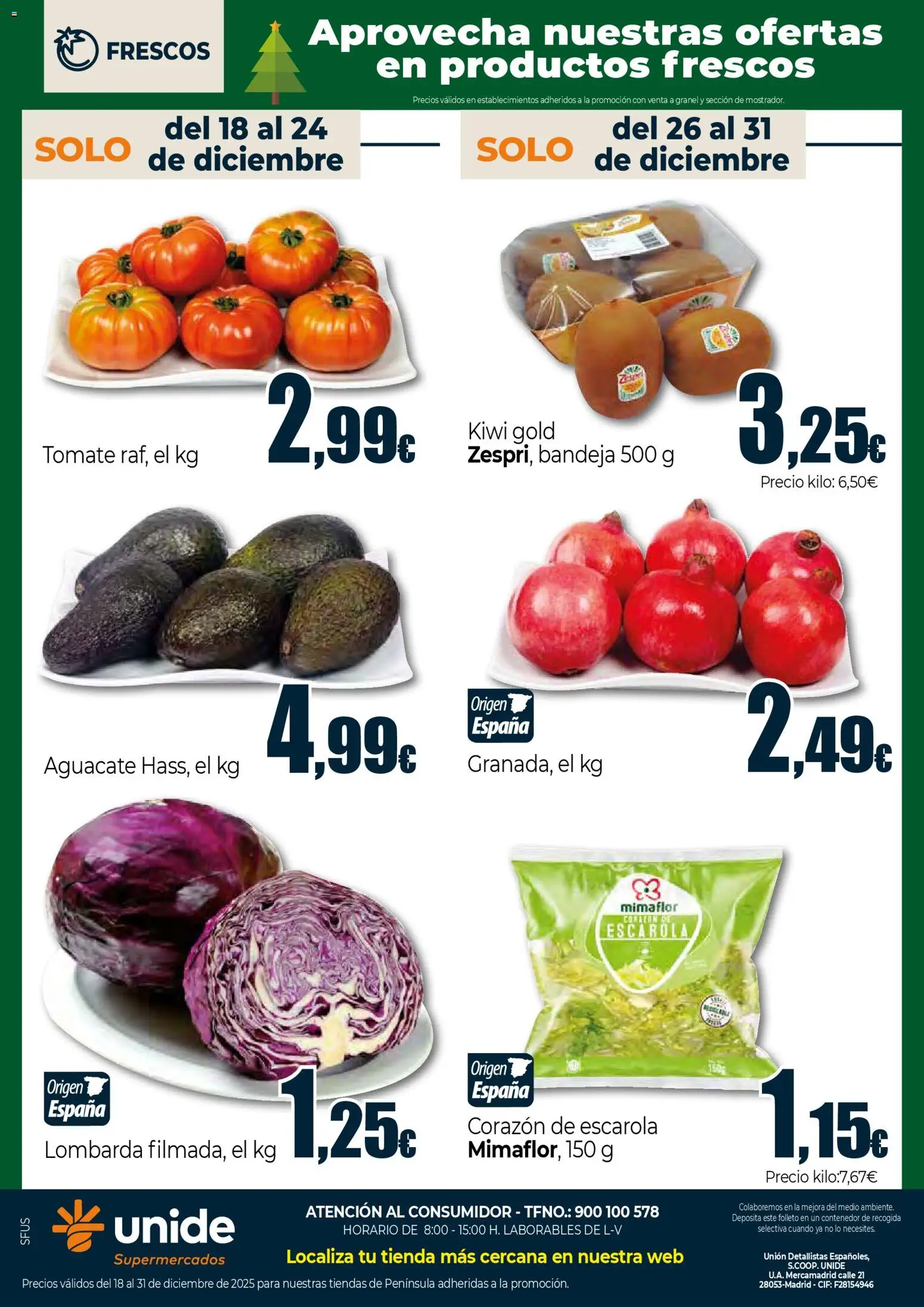 Unide - Feliz Navidad Supermercados │ válido desde el 18.12.2025 | Página: 4 | Productos: Kiwi, Bandeja
