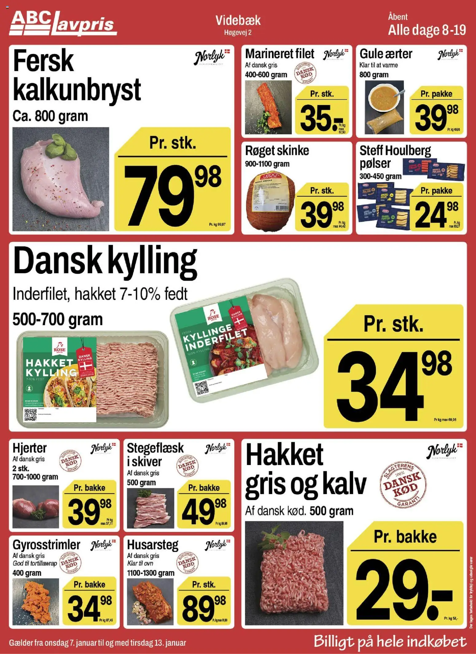 Abc Lavpris tilbudsavis – gyldig fra 07.01.2026 | Side: 5 | Produkter: Pølser, Skinke, Ærter, Ovn