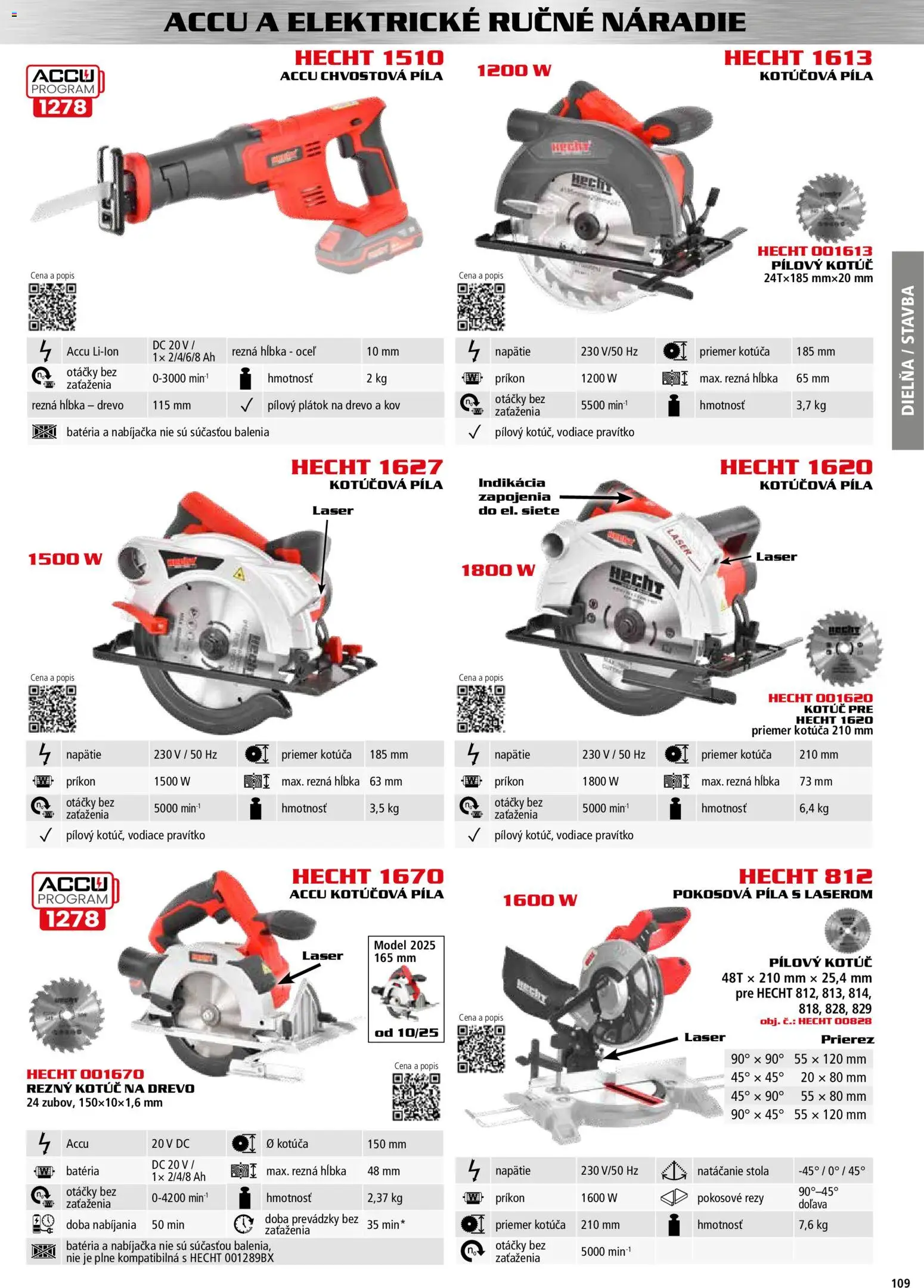 Nové Hecht akcie – leták je platný od 30.10.2025 | Strana: 109 | Produkty: Laser, Píla, Kotúčová píla, Náradie
