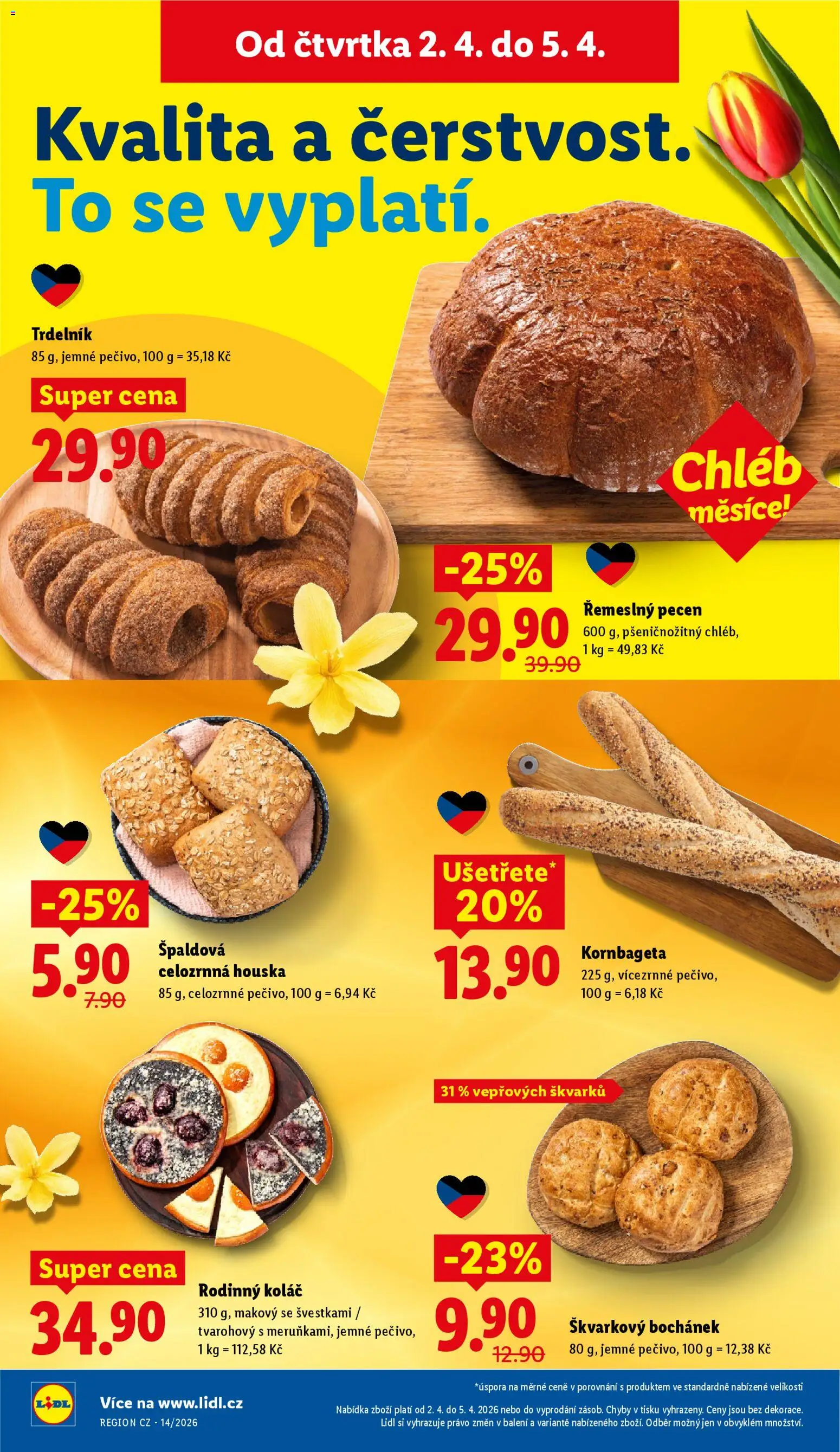Lidl leták od 02.04.2026 | Strana: 12 | Produkty: Chléb, Celozrnné pečivo, Kornbageta, Pečivo