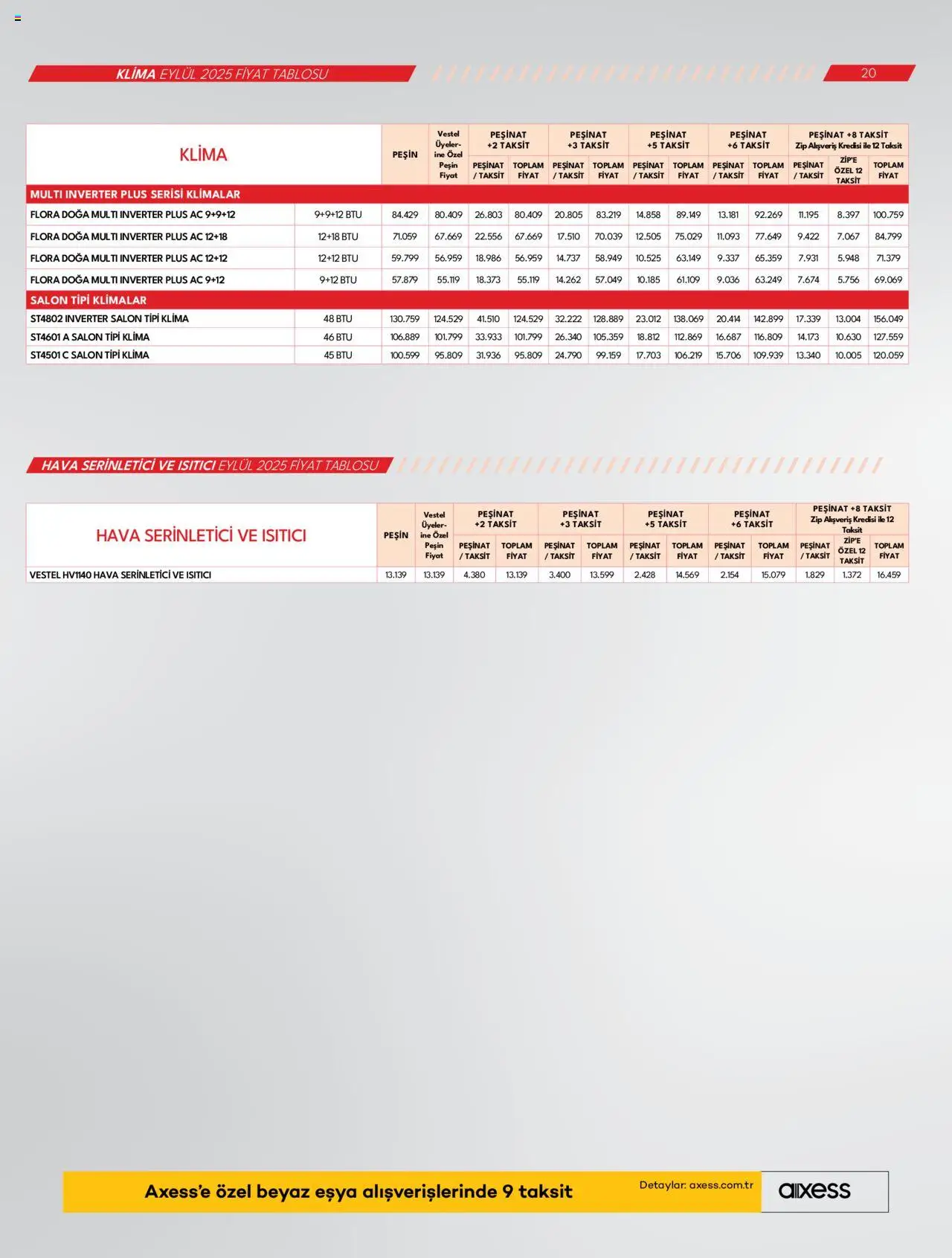 Vestel Katalog - 03.09.2025 tarihinden itibaren geçerlidir | Sayfa: 20 | Ürünler: Klima