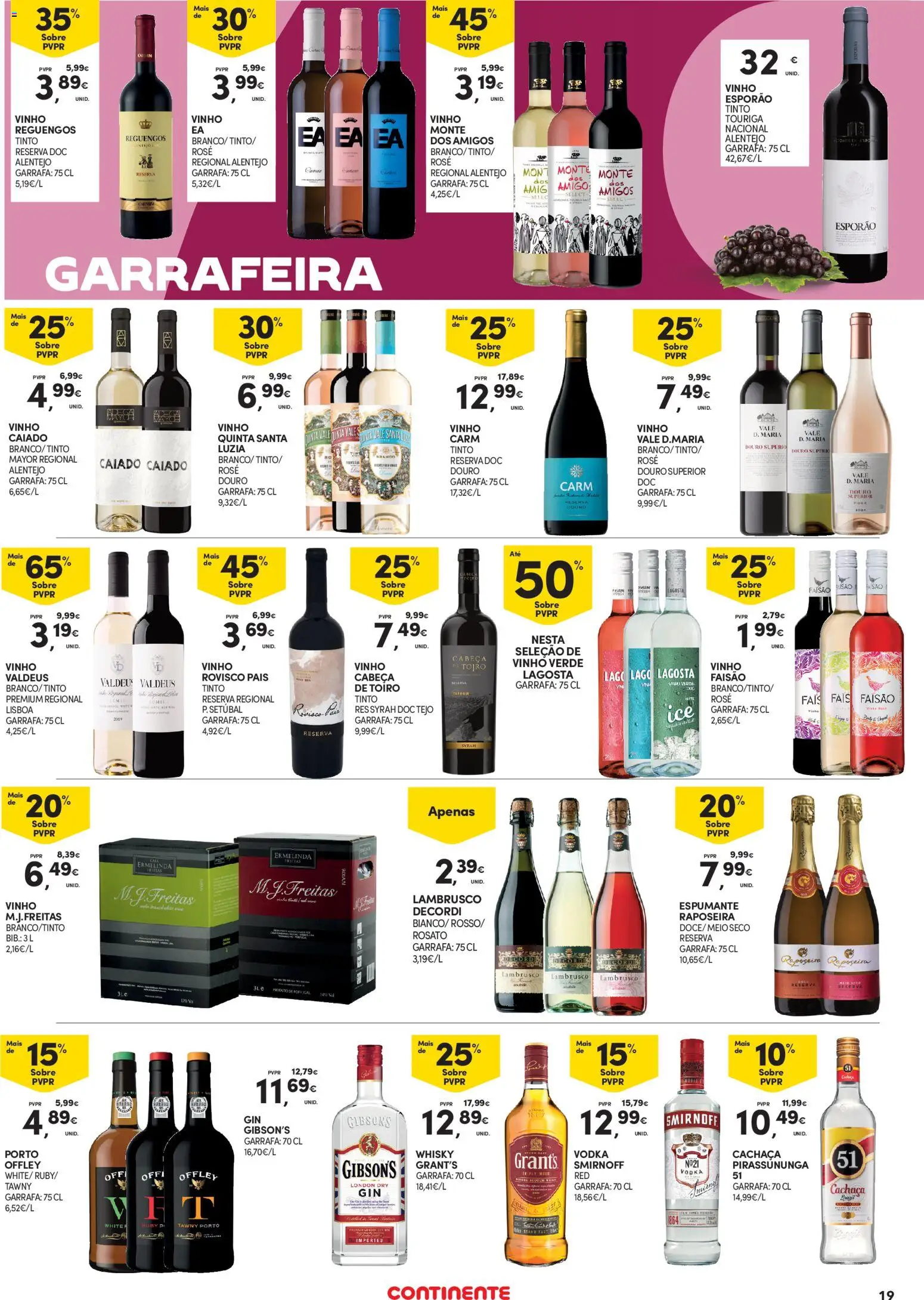 Continente - Açores │ válido de 19.03.2026 | Página: 19 | Produtos: Whisky, Tinta, Cachaça, Gin