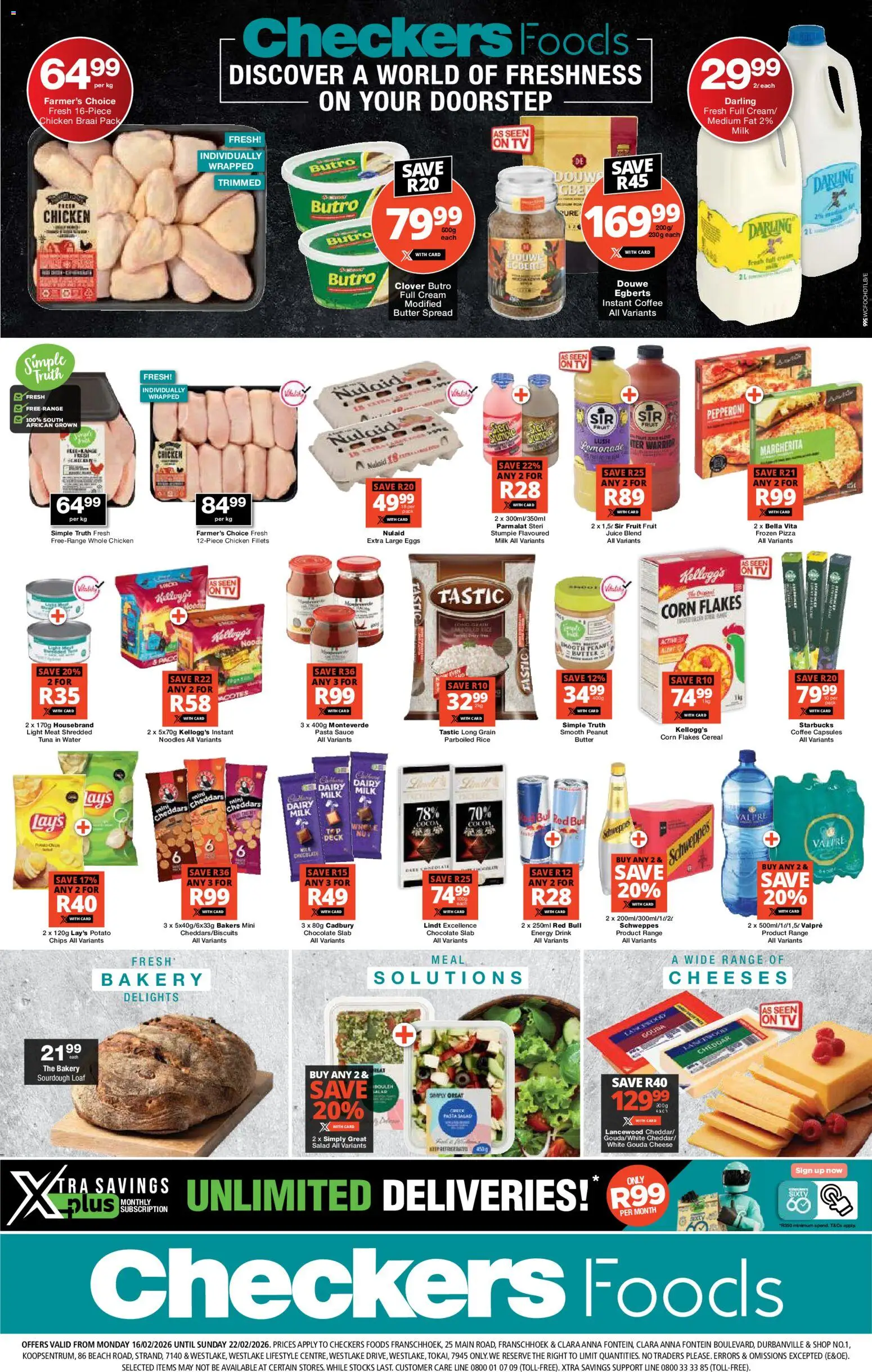 New Checkers catalogue – valid from 16.02.2026 | Page: 1 | Products: Corn, Eggs, Flakes, Fruit