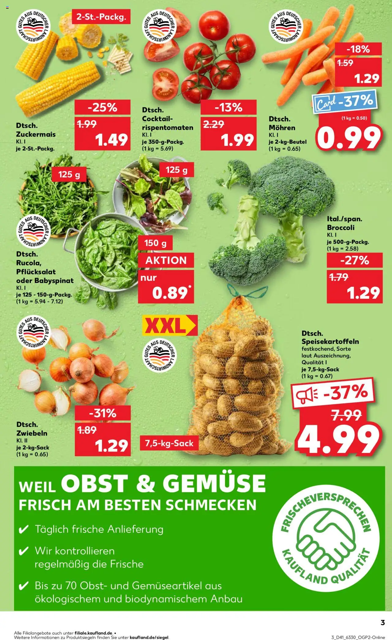 Kaufland prospekt Kiel	 – gültig ab 09.10.2025 | Seite: 3 | Produkte: Mohren, Zwiebeln, Gemüse, Obst