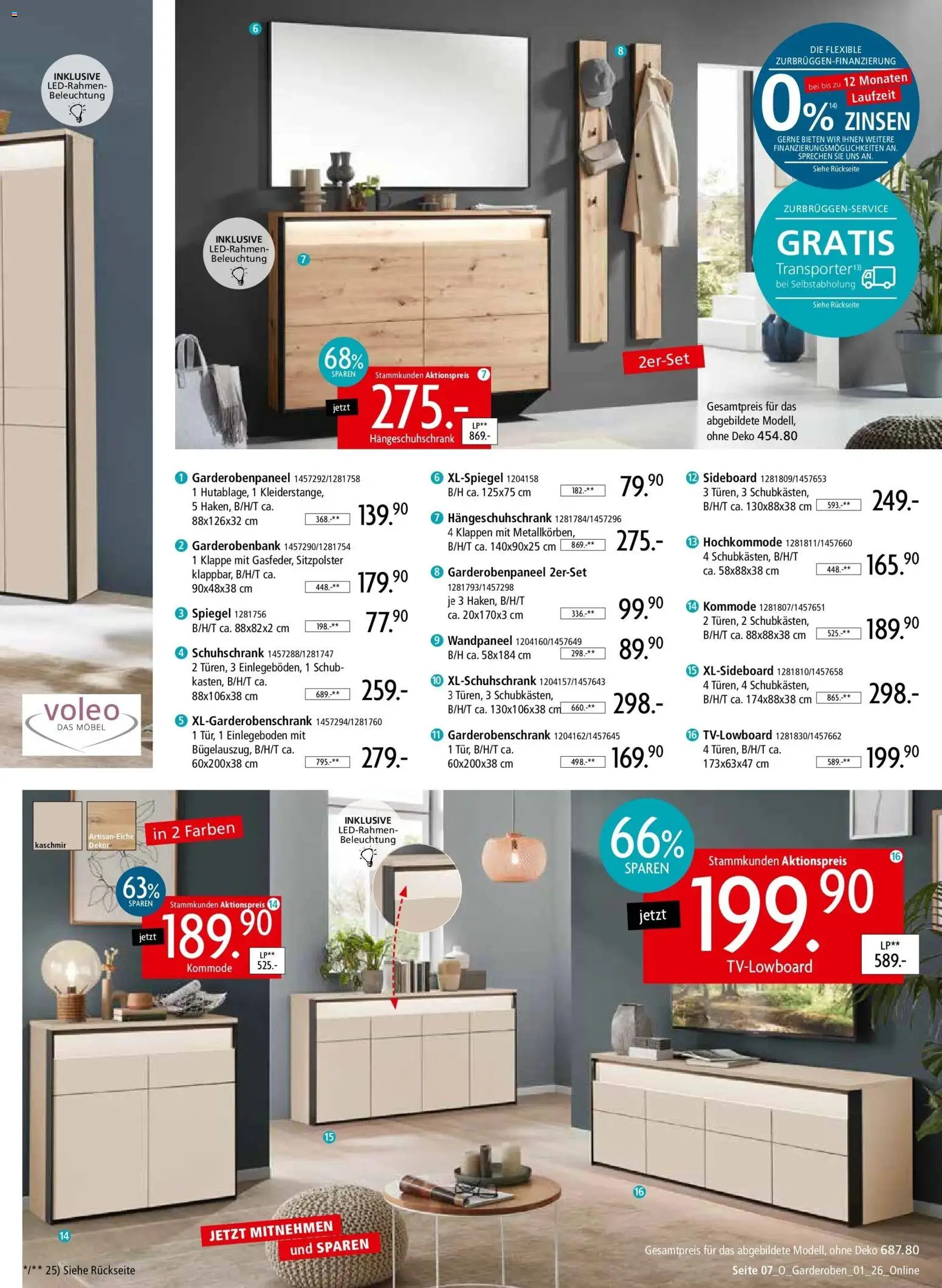 Zurbrüggen Online Garderoben – gültig ab 21.03.2025 | Seite: 7 | Produkte: Sideboard, Kommode, Spiegel, Garderobenschrank