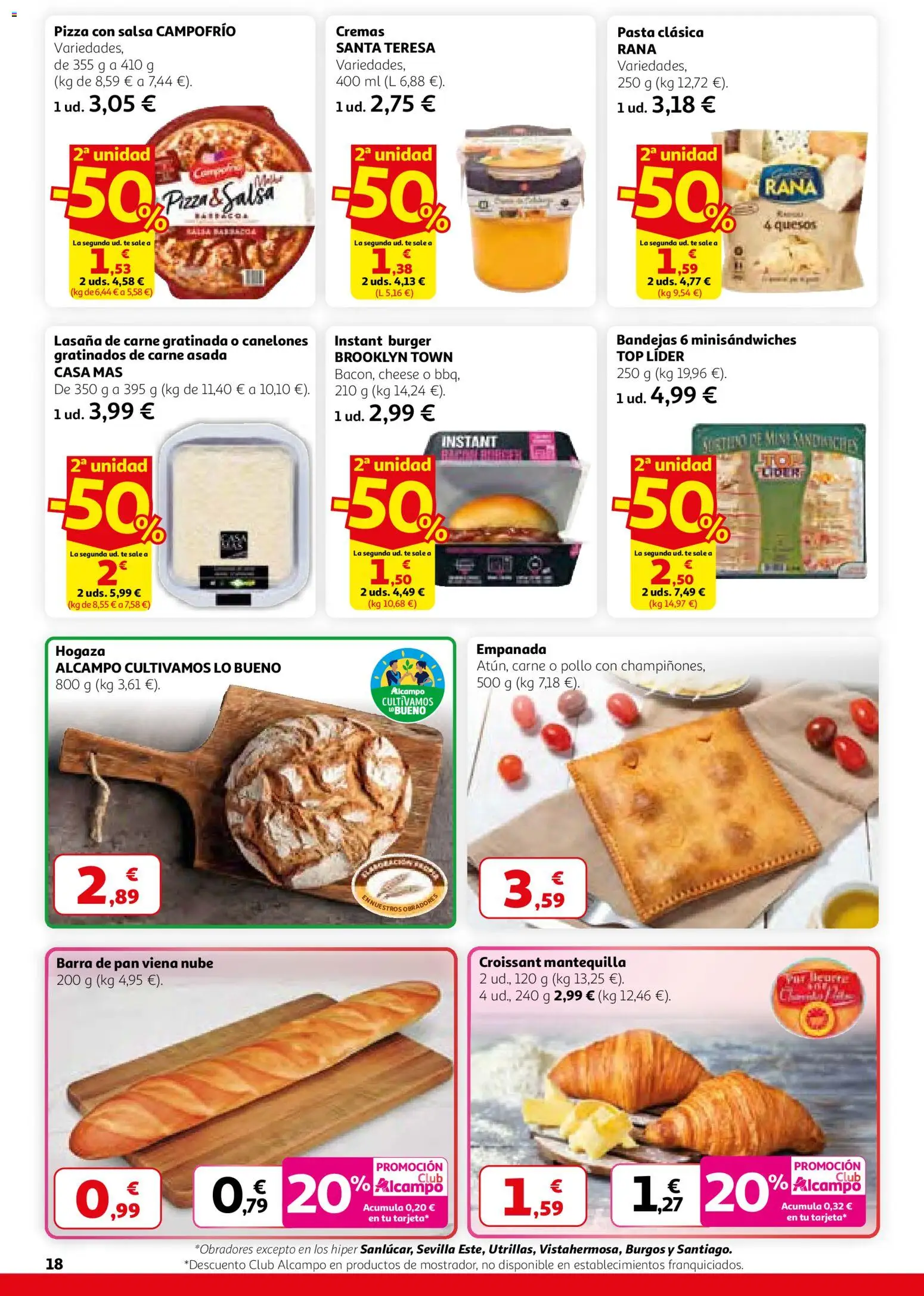 Alcampo - HG Catalán │ válido desde el 26.02.2026 | Página: 18 | Productos: Pan, Pizza, Croissant, Canelones