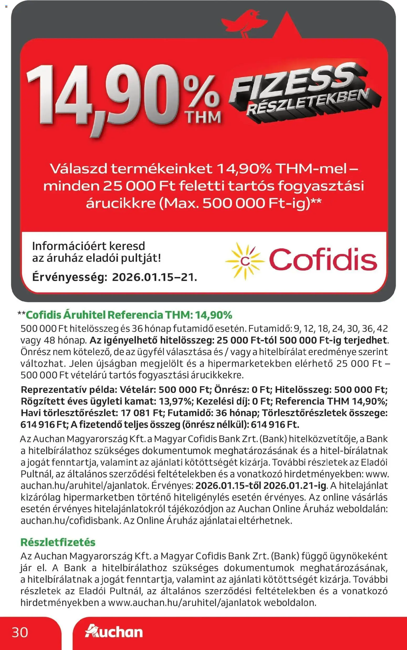 Auchan akciós ujság - amely érvényes a következő dátumtól: 15.01.2026 | Oldal: 30