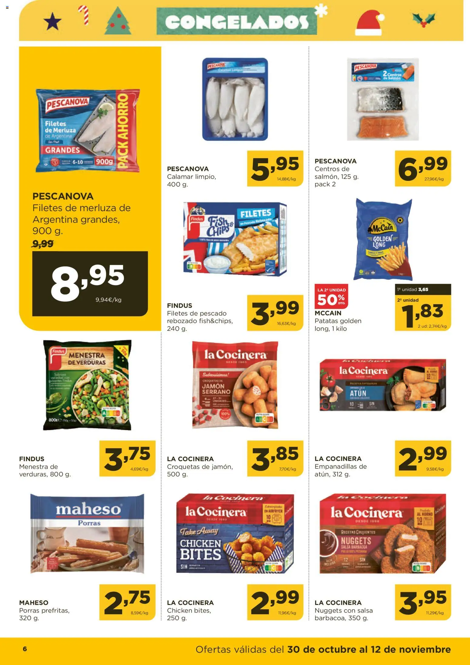 Alimerka folleto Castilla y León │ válido desde el 30.10.2025 | Página: 6 | Productos: Jamón, Pescado, Filetes de merluza, Croquetas