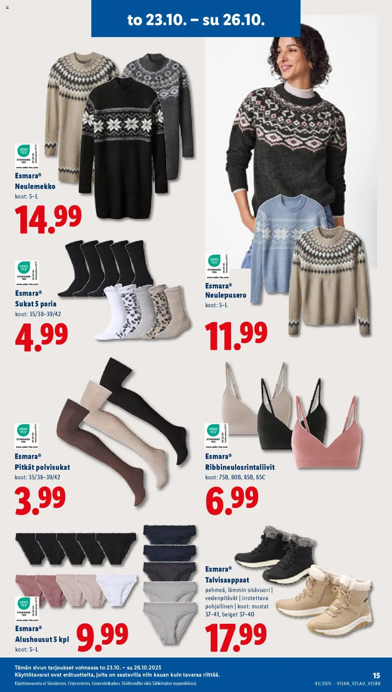 Lidl tarjoukset – voimassa 23.10.2025 alkaen | Sivu: 19 | Tuotteet: Sukat, Alushousut, Polvisukat