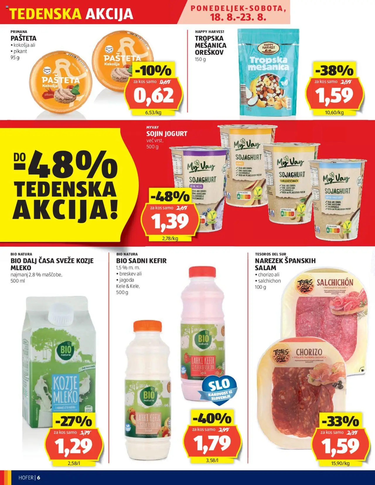 Hofer katalog │ velja od 14.08.2025 | Stran: 6 | Izdelki: Narezek, Kos, Jogurt, Breskev
