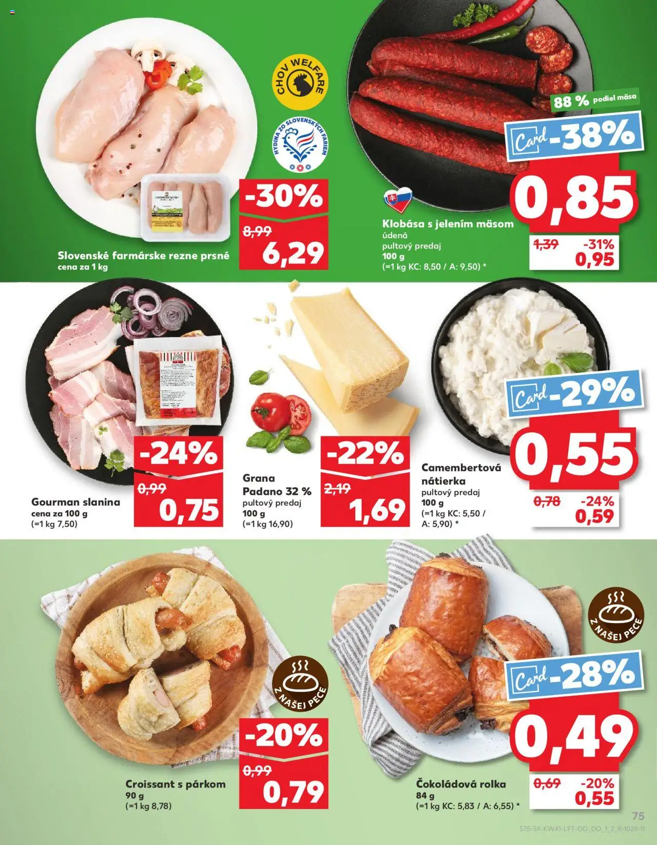 Nové Kaufland akcie – leták je platný od 09.10.2025 | Strana: 75 | Produkty: Croissant, Slanina, Klobása, Pec