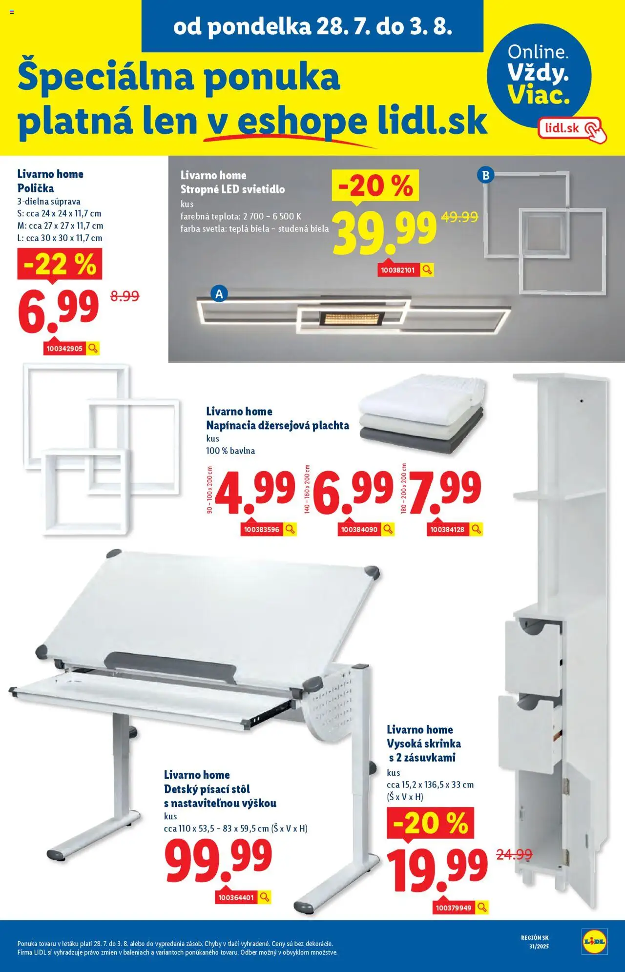 Lidl leták │ platný od 28.07.2025 | Strana: 51 | Produkty: Plachta, Stôl, Skrinka, Písací stôl