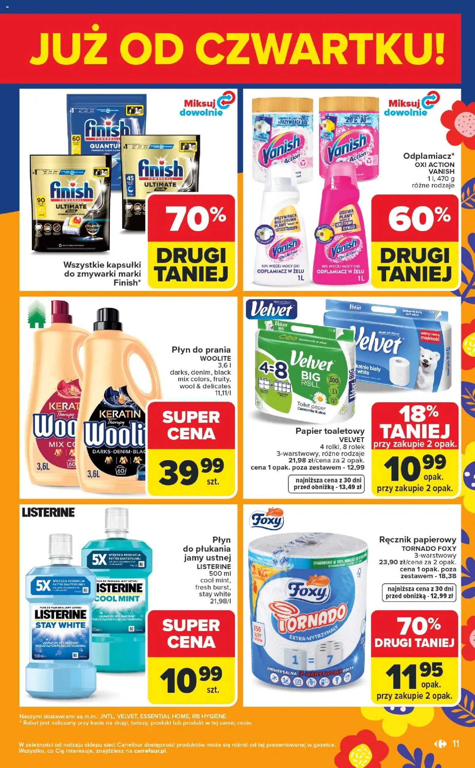 Carrefour gazetka - Weekend okazji od 26.03.2026 | Strona: 11 | Produkty: Papier toaletowy, Finish, Odplamiacz, Ręcznik papierowy