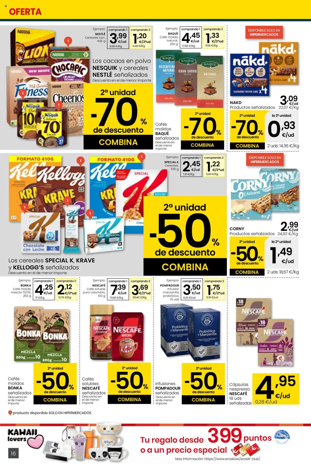 Eroski - Ofertón │ válido desde el 18.09.2025 | Página: 16 | Productos: Polvo, Leche, Μηχανή καφέ, Φρυγανιές σικάλεως