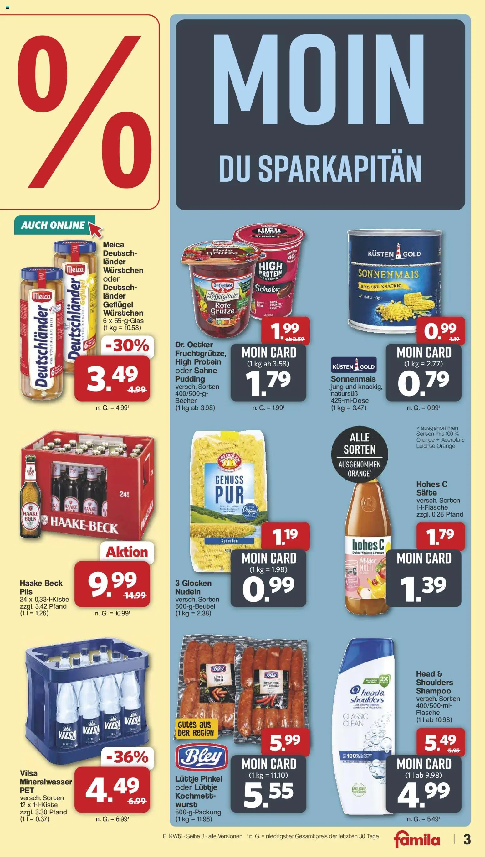Famila Nordwest - Markt - Angebote – gültig ab 14.12.2025 | Seite: 3 | Produkte: Shampoo, Hohes c, Nudeln, Sahne