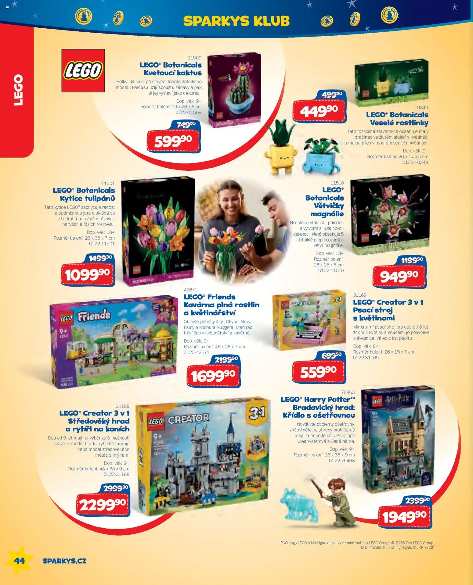 Sparkys katalog Léto 2026 od 01.05.2026 | Strana: 44 | Produkty: LEGO, Známky, Stavebnice, Kytice