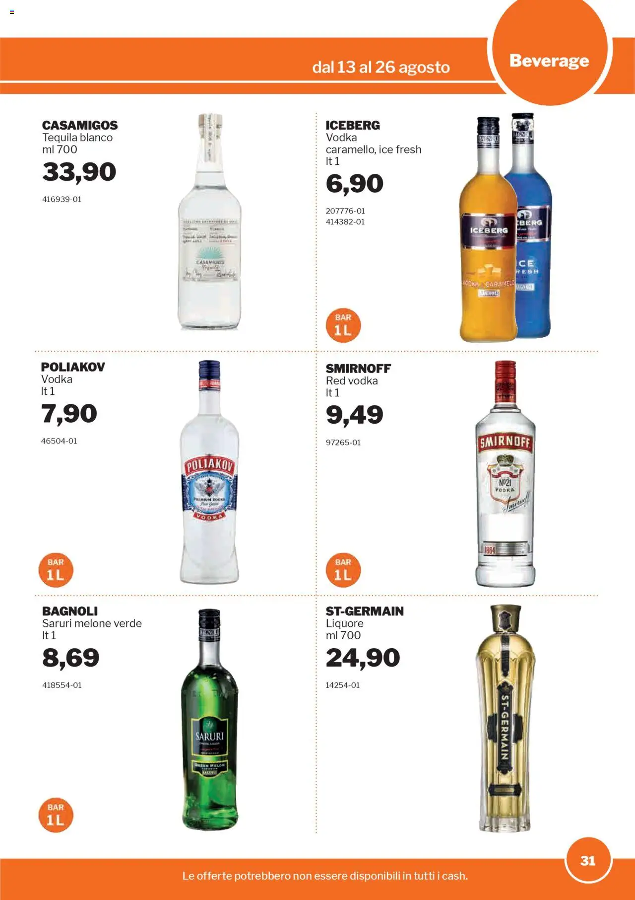 Volantino Sogegross del 13.08.2025 | Pagina: 31 | Prodotti: Vodka, Tequila, Melone, Liquore