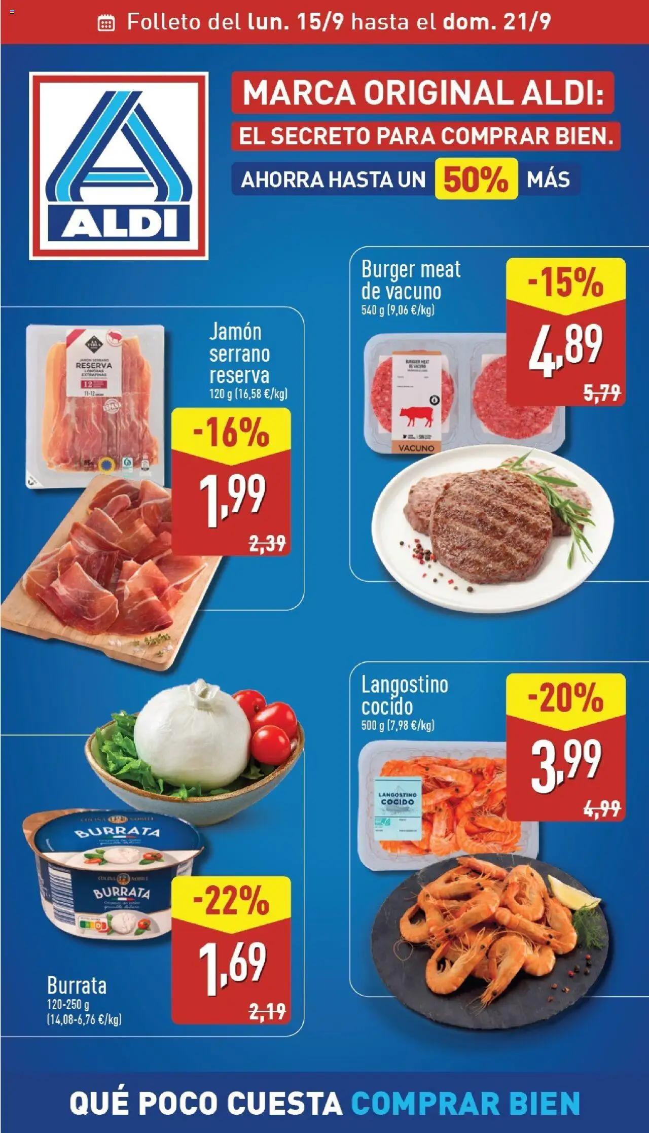 Aldi folleto Baleares │ válido desde el 15.09.2025 | Página: 1 | Productos: Jamón serrano, Jamón, Langostino