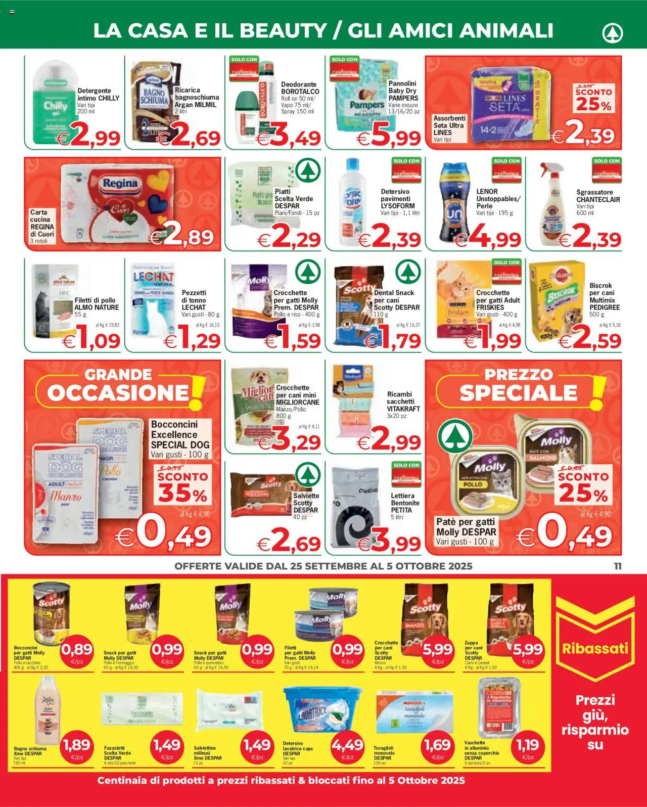 Volantino Despar del 25.09.2025 | Pagina: 11 | Prodotti: Pomodoro, Crocchette, Pampers, Alluminio