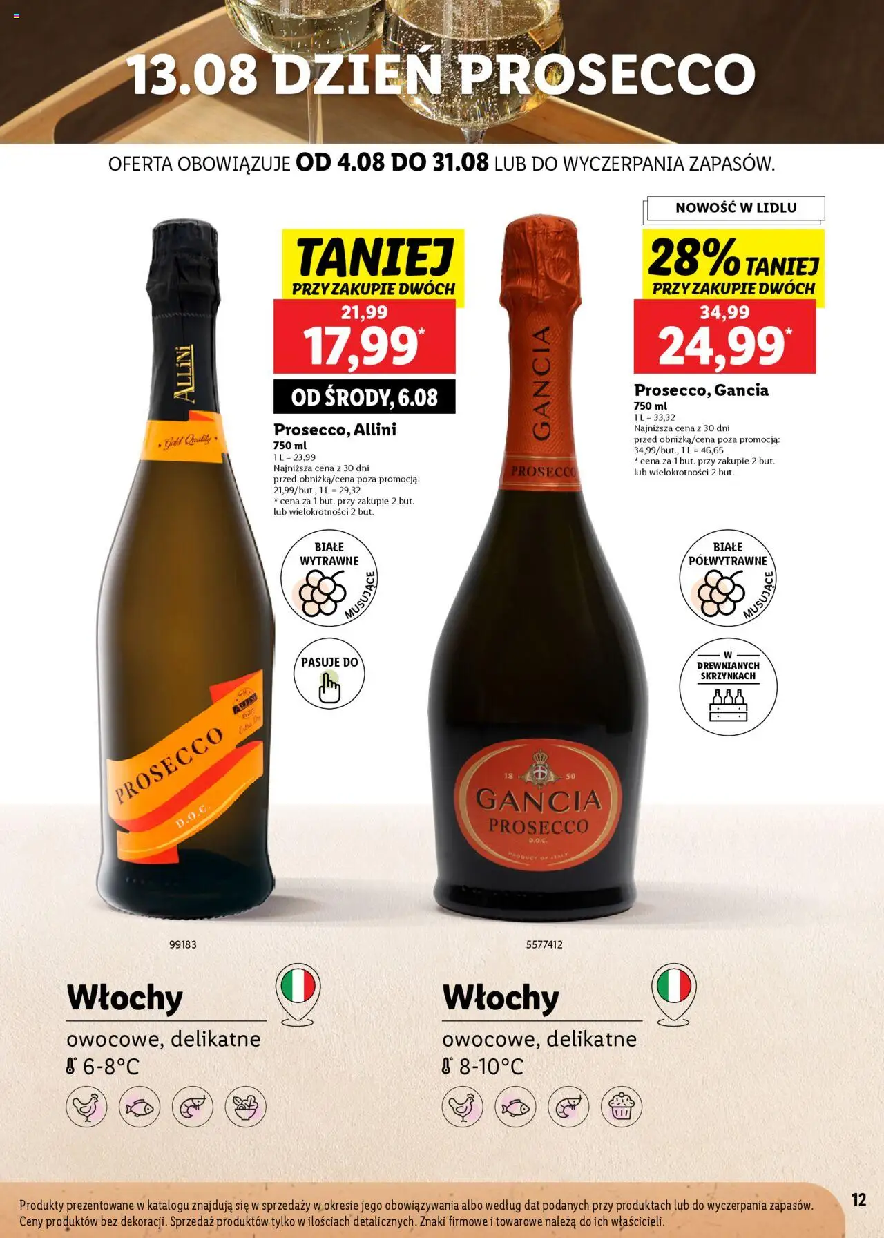 Lidl Katalog karta win od 04.08.2025 | Strona: 12 | Produkty: Prosecco
