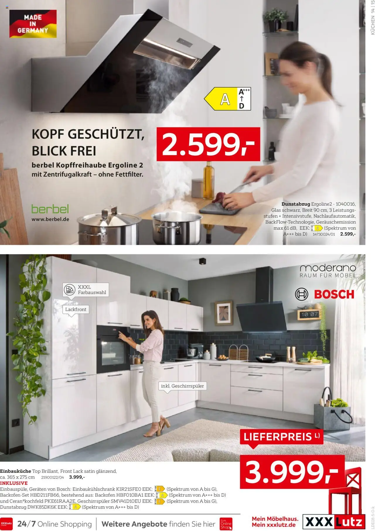 XXXL Lutz Nr. 1 bei Küchen - gültig ab dem 04.08.2025 | Seite: 15 | Produkte: Top, Kochfeld, Backofen, Dunstabzug