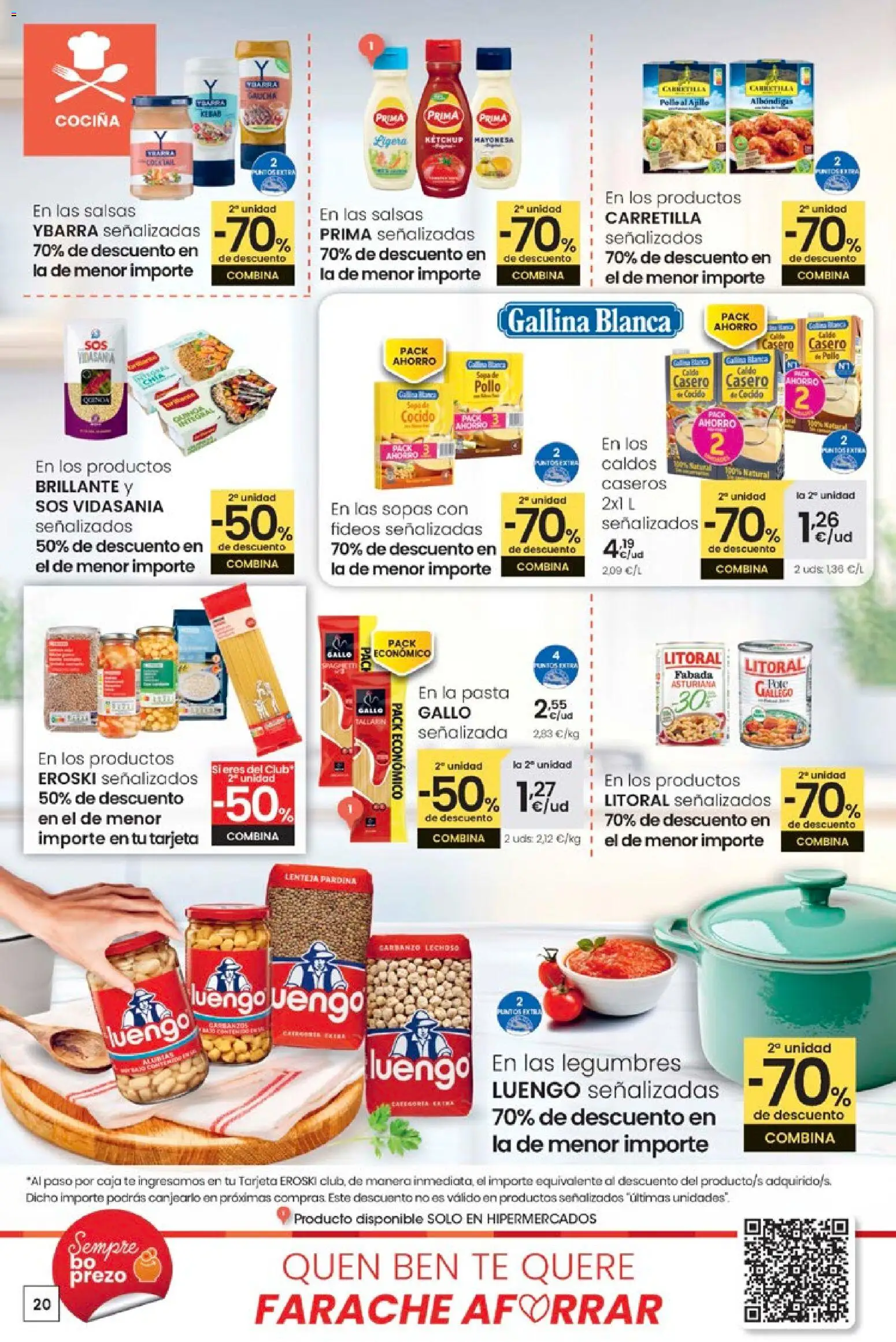 Eroski - Adiántate ao Nadal │ válido desde el 13.11.2025 | Página: 20 | Productos: Pasta, Οθόνη προβολής, Cocina, Κλειδαριά της πόρτας