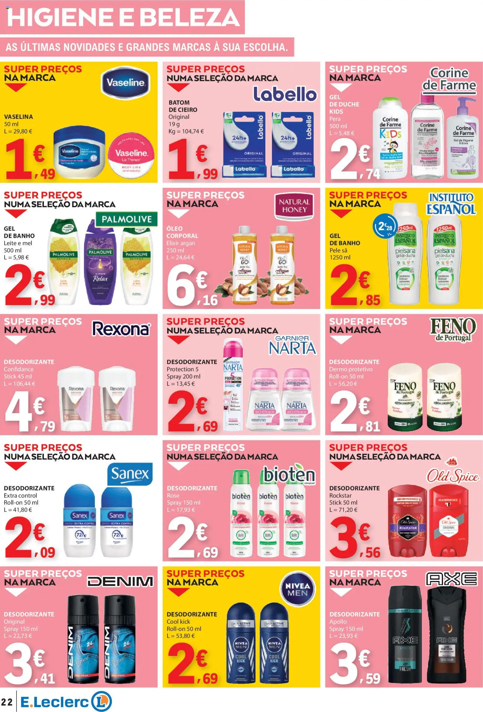 E.Leclerc folheto │ válido de 22.01.2026 | Página: 22 | Produtos: Batom, Banho, Óleo, Mel