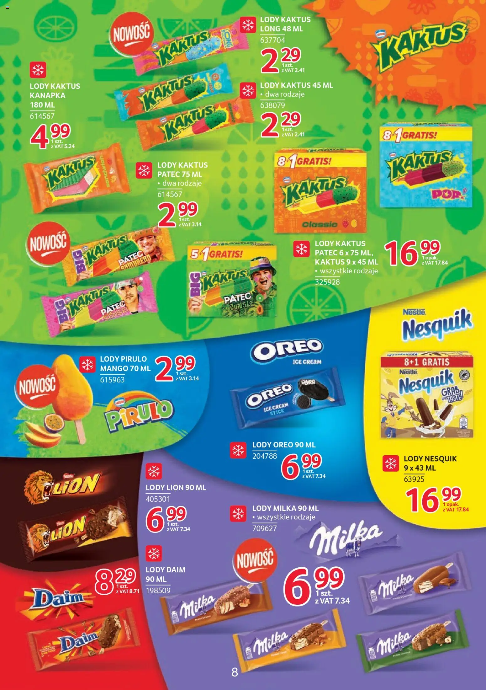Selgros cash&carry - Markowe Produkty od 09.04.2026 | Strona: 8 | Produkty: Mango, Milka, Lody Kaktus, Lody