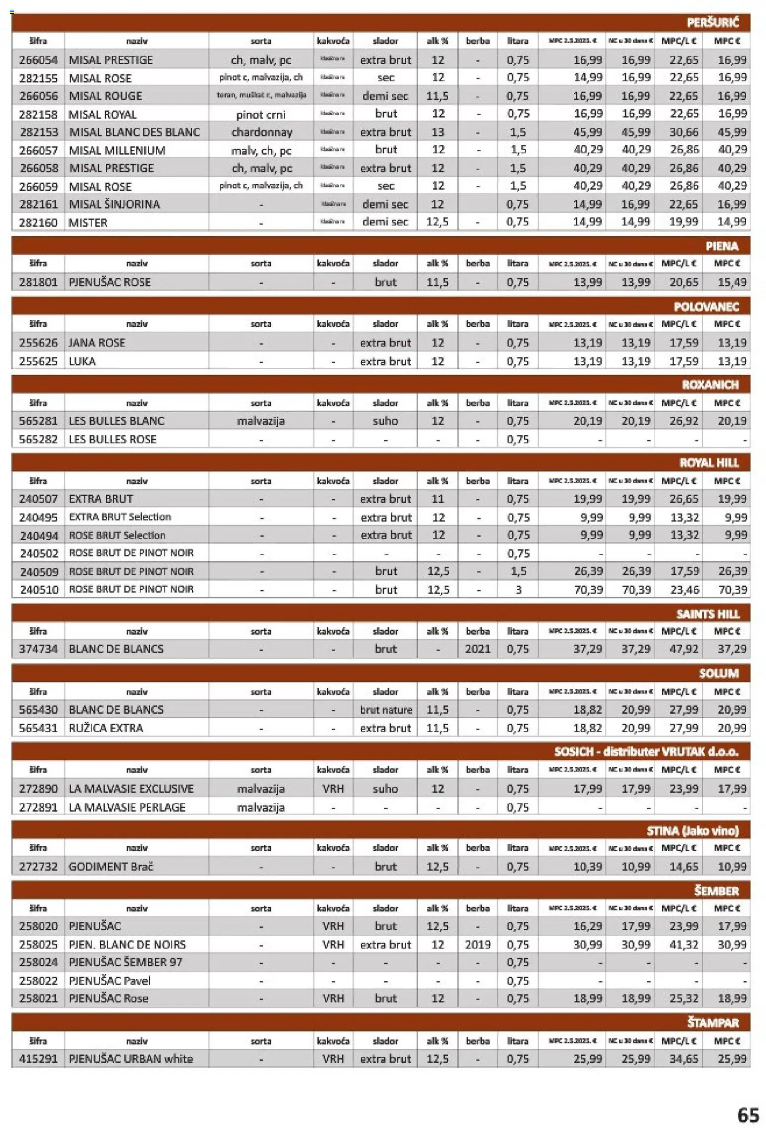 Vrutak katalog | vrijedi od 01.11.2025 | Stranica: 65 | Proizvodi: Vino, PC
