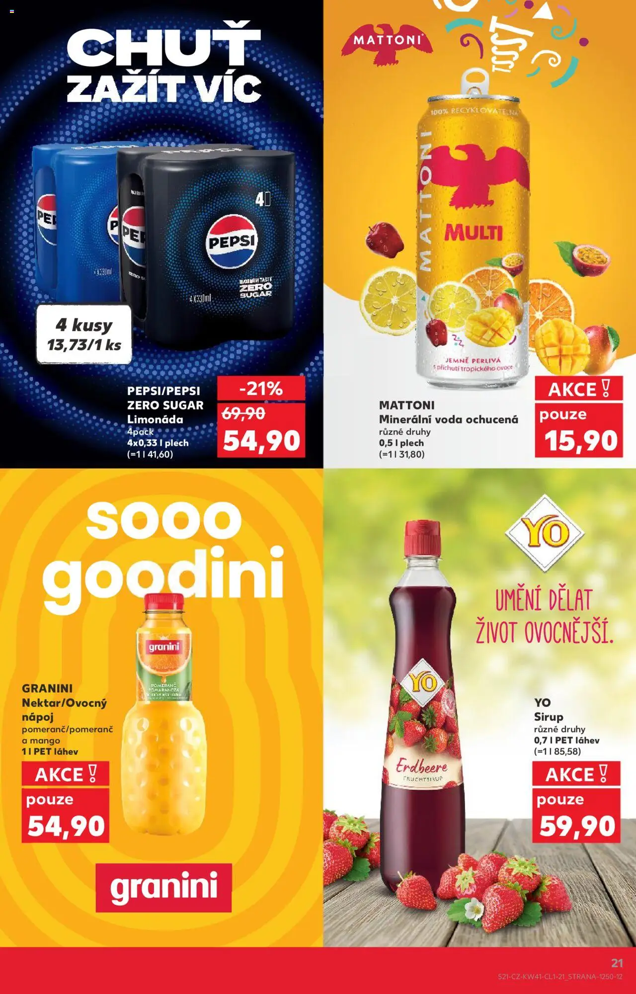 Kaufland leták - Praha 8 od 08.10.2025 | Strana: 21 | Produkty: Pepsi, Plech, Yo sirup, Minerální voda