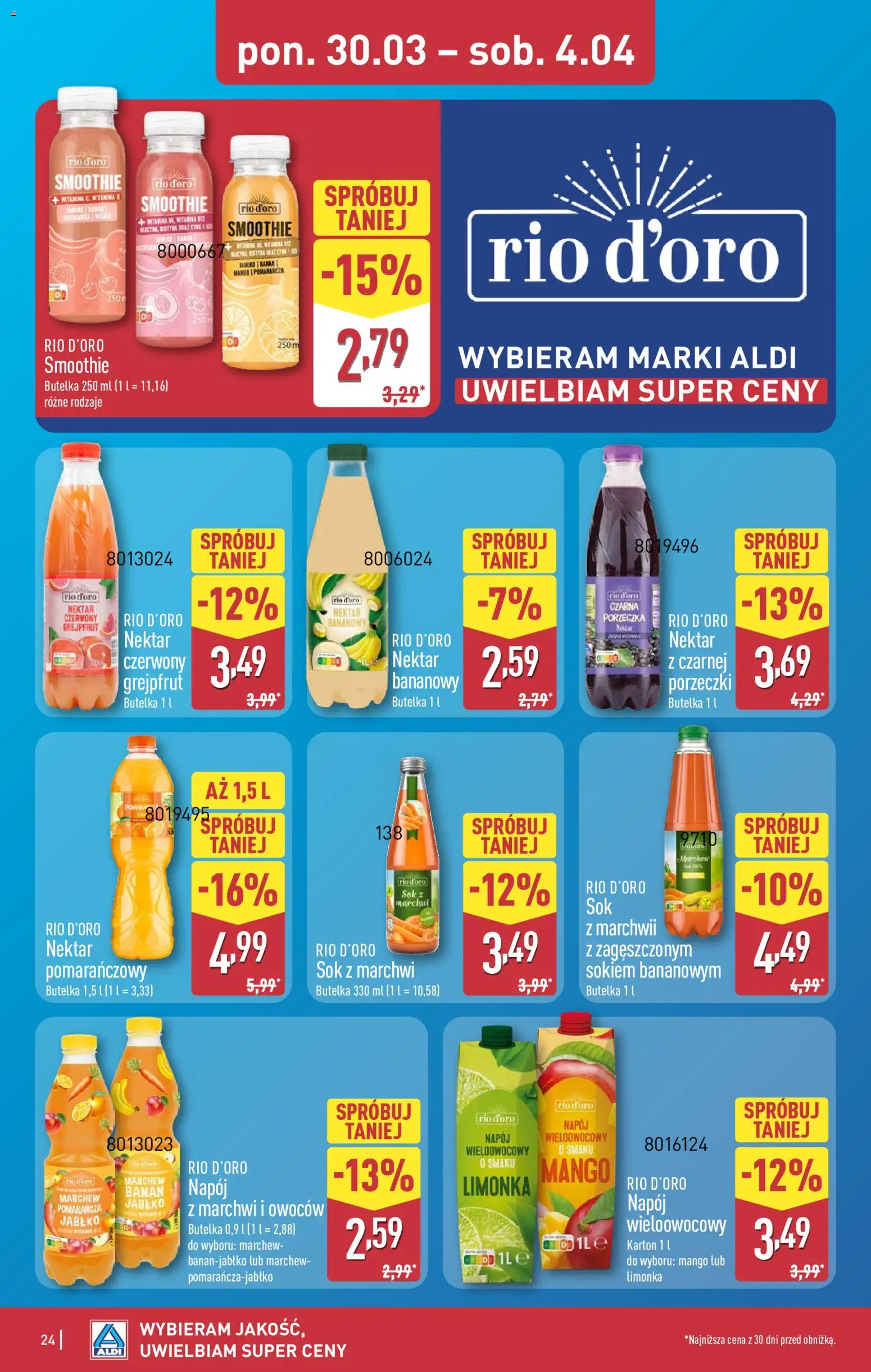 Aldi gazetka od 30.03.2026 | Strona: 24 | Produkty: Mango, Limonka, Smoothie, Porzeczka