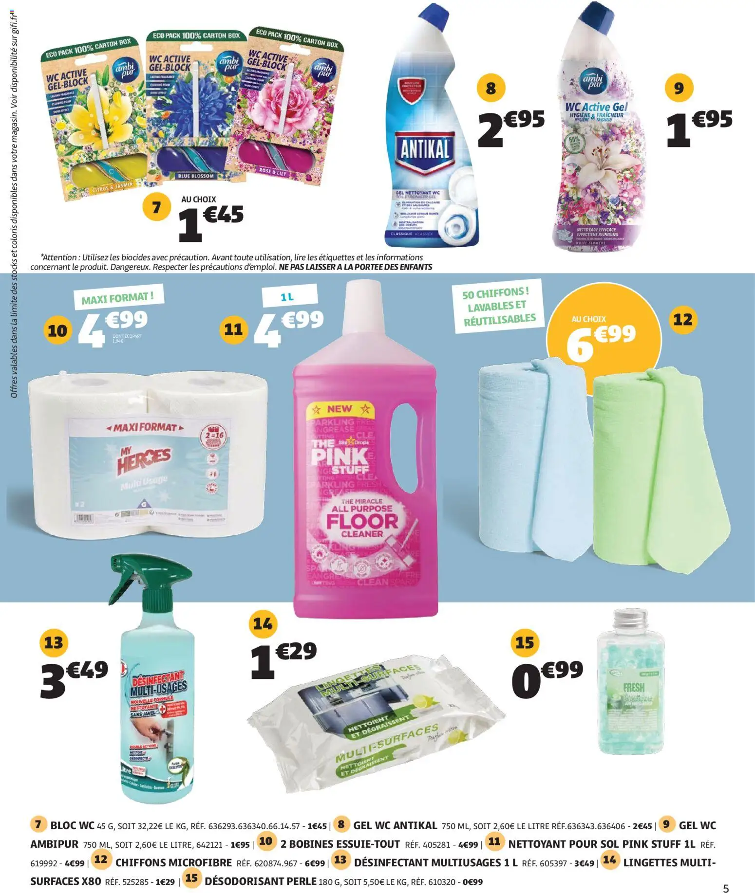 {H1} | Page: 5 | Produits: Gel nettoyant, Désodorisant, Nettoyant pour sol, Thé