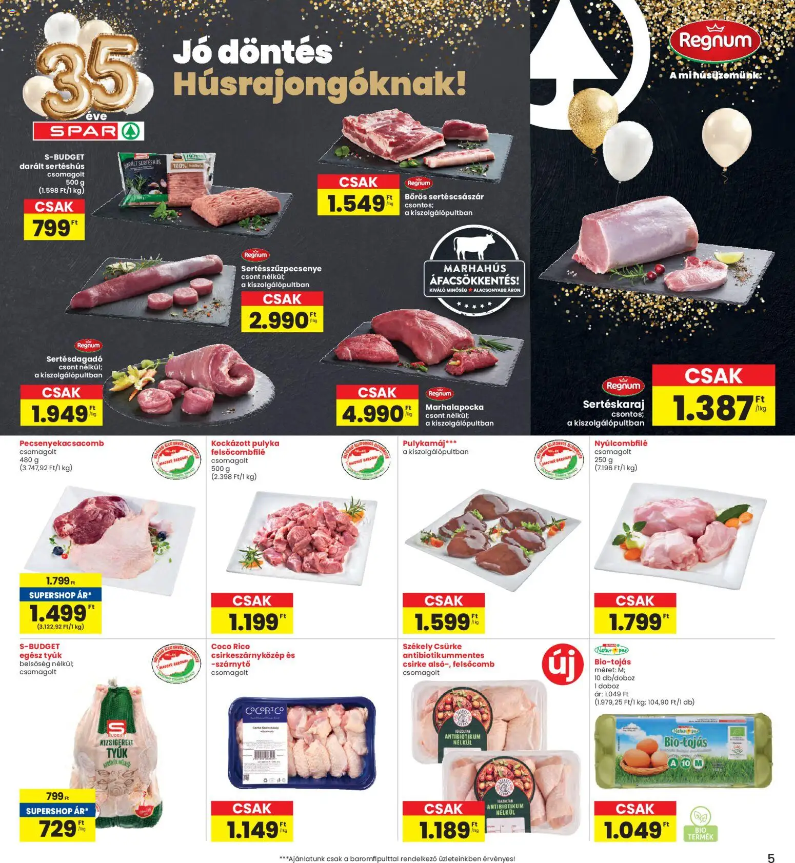 Interspar akciós ujság - amely érvényes a következő dátumtól: 05.02.2026 | Oldal: 5 | Termékek: Sertéskaraj, Darált sertéshús, Doboz, Sertéshús