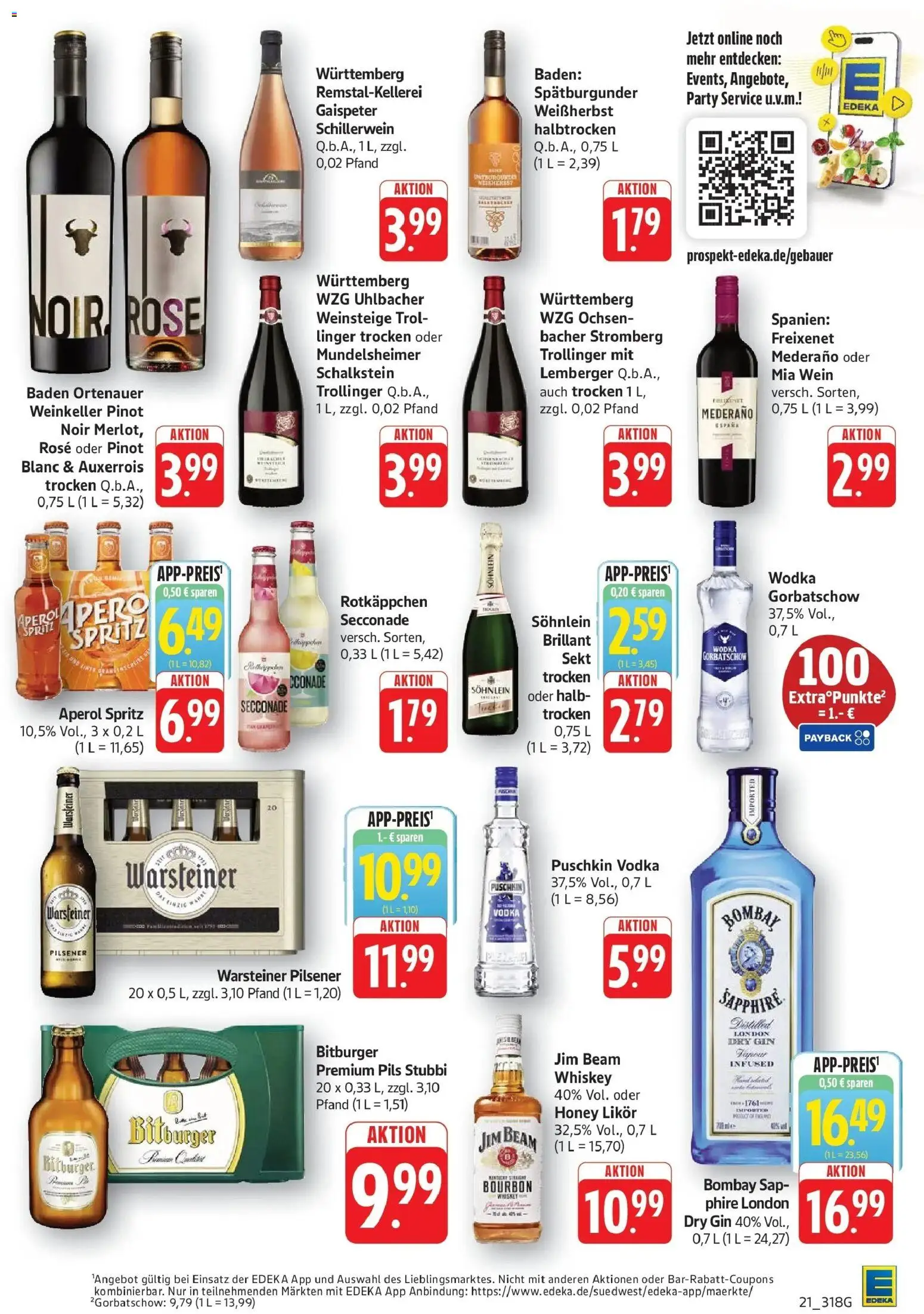 Edeka prospekt Göppingen	 – gültig ab 20.04.2026 | Seite: 21 | Produkte: Bitburger, Jim beam, Bourbon, Gin