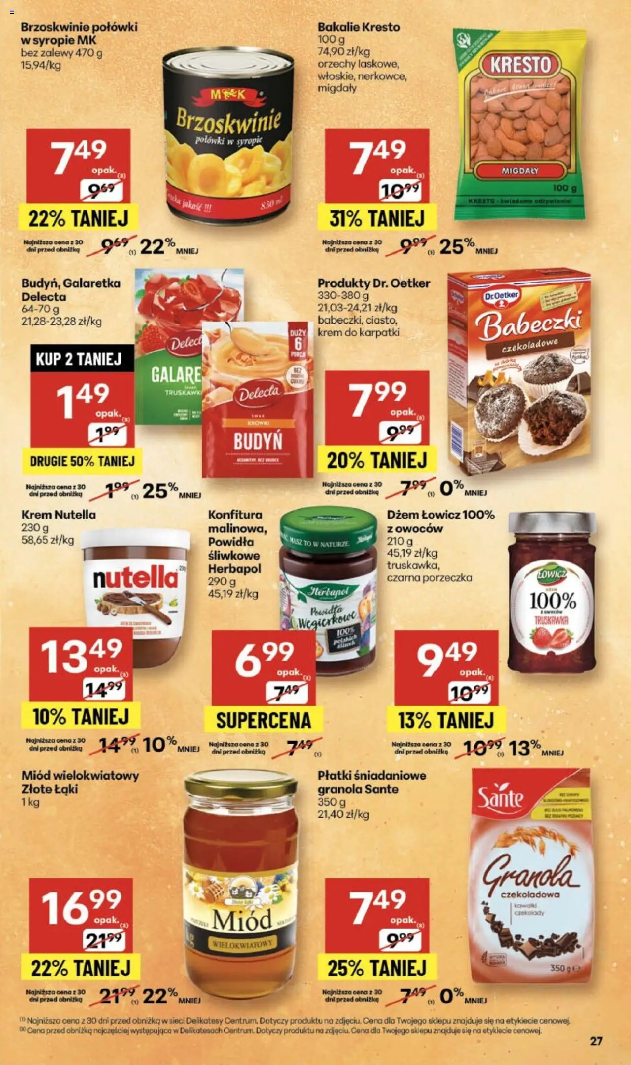 Delikatesy Centrum Gazetka - Sklepy Własne od 23.10.2025 | Strona: 27 | Produkty: Miód, Delikatesy, Babeczki, Krówki