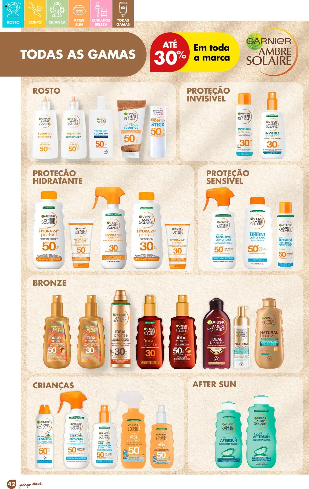 Pingo Doce - Folheto Solares │ válido de 01.04.2025 | Página: 42 | Produtos: Protetor solar, Autobronzeador, Bronzer, Leite