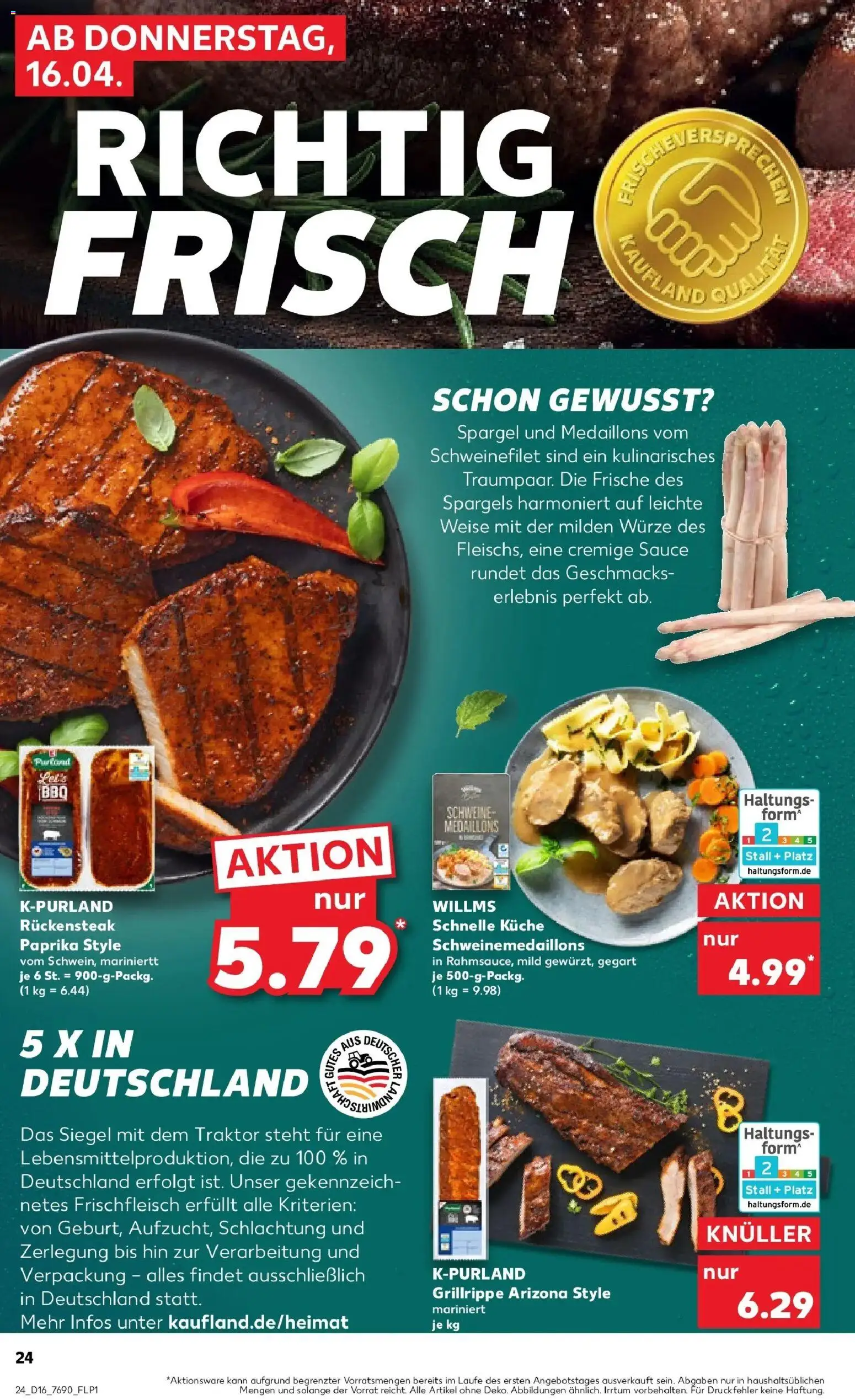 Kaufland Prospekt Ettenheim	 – gültig ab 16.04.2026 | Seite: 24 | Produkte: Küche, Spargel, Paprika, Steak